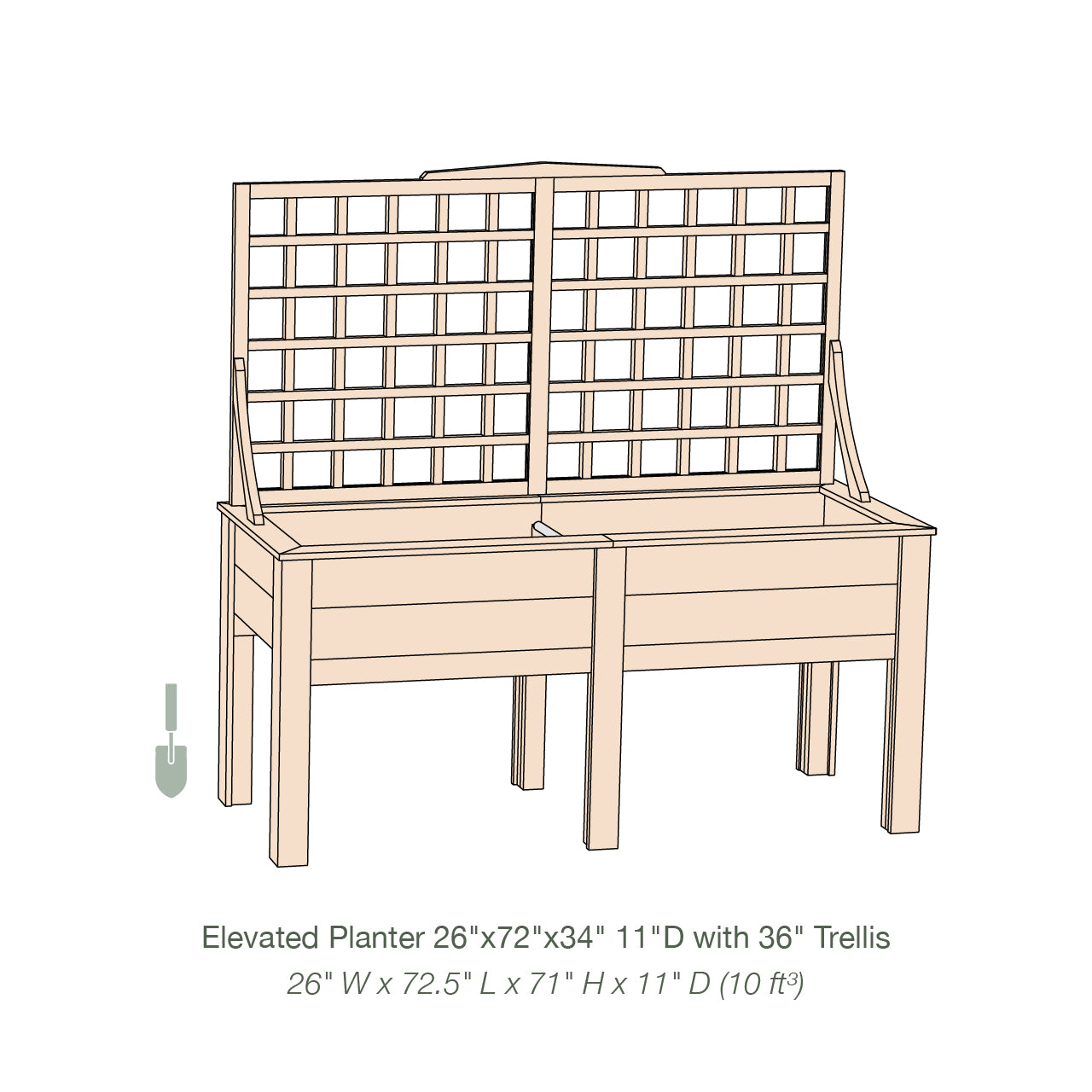 Natural Cedar Elevated Planter with Trellis