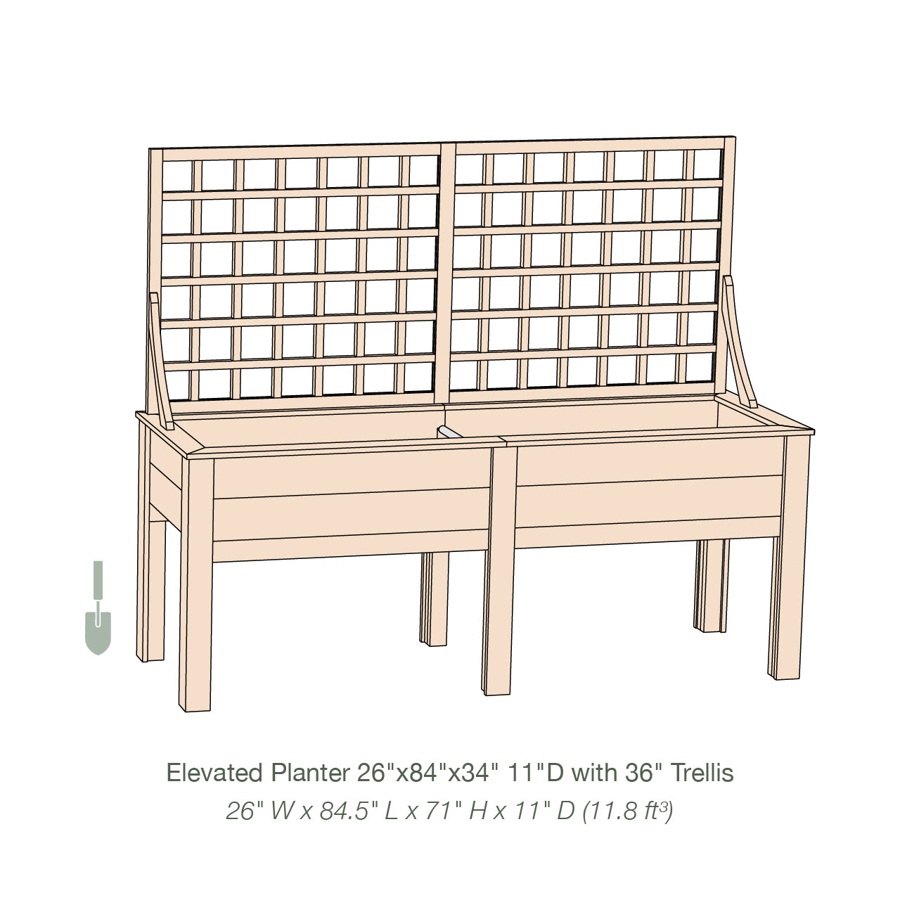 Natural Cedar Elevated Planter with Trellis