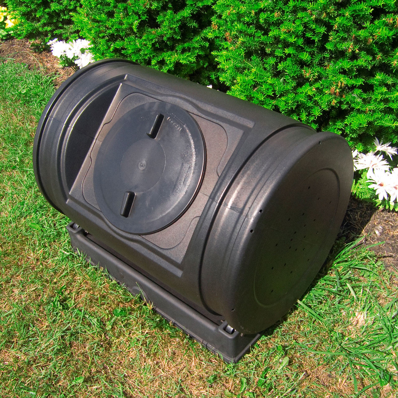 EZ Compost Wizard Jr. 7 cubic foot ground-level compost tumbler with wheeled base