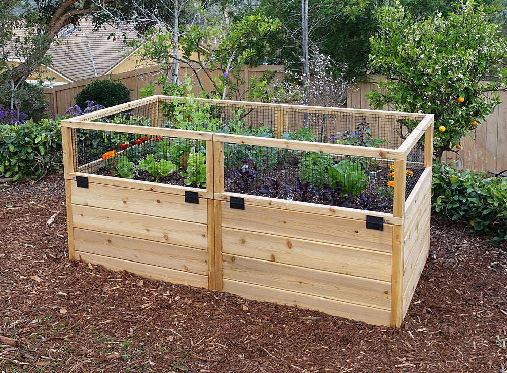 3' x 6' Raised Garden Bed With Hinged Fencing