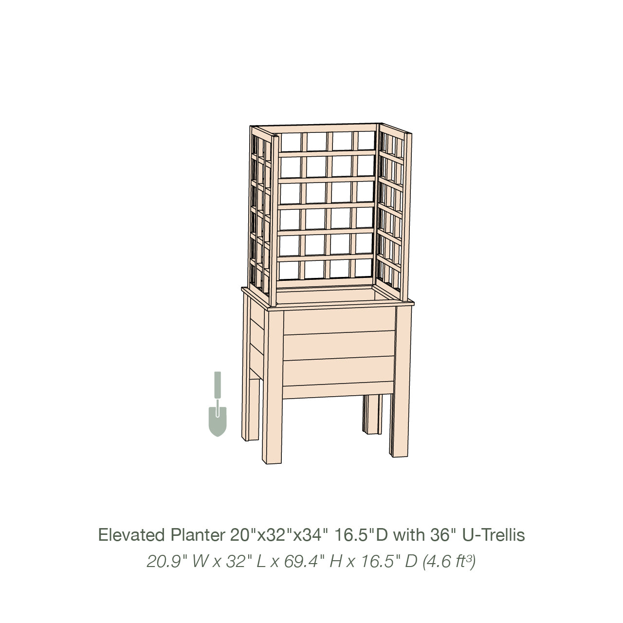 Natural Cedar Elevated Planter with U-Trellis