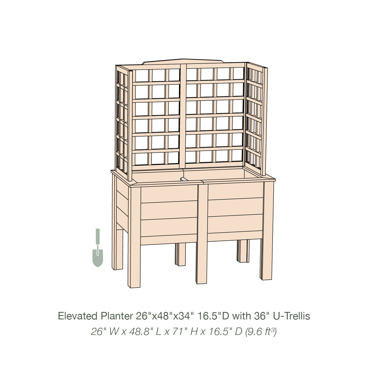 Natural Cedar Elevated Planter with U-Trellis