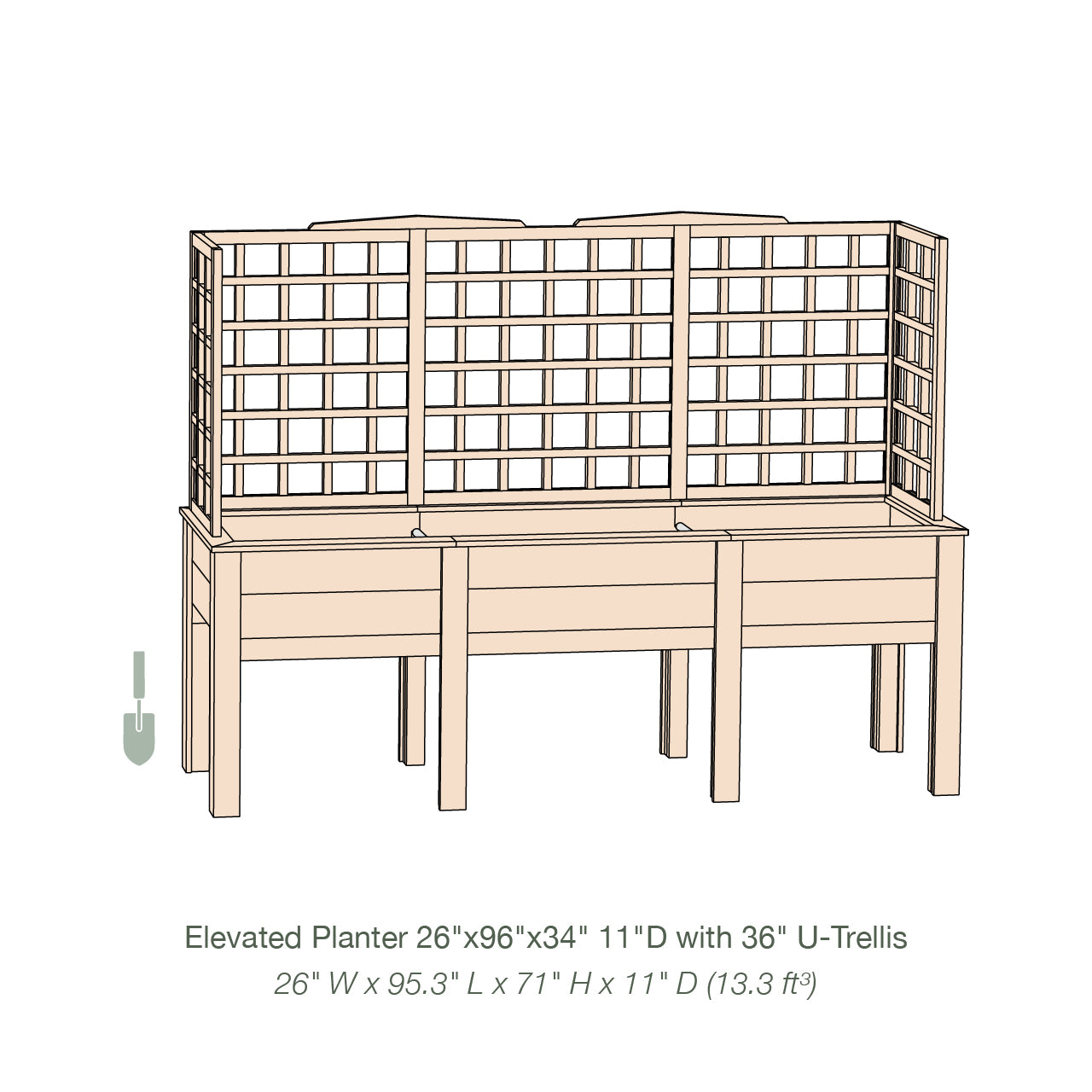 Natural Cedar Elevated Planter with U-Trellis