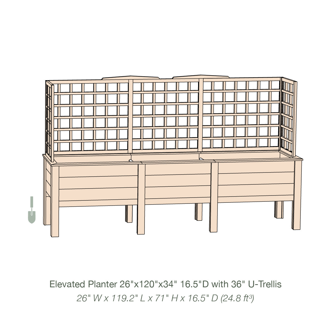 Natural Cedar Elevated Planter with U-Trellis