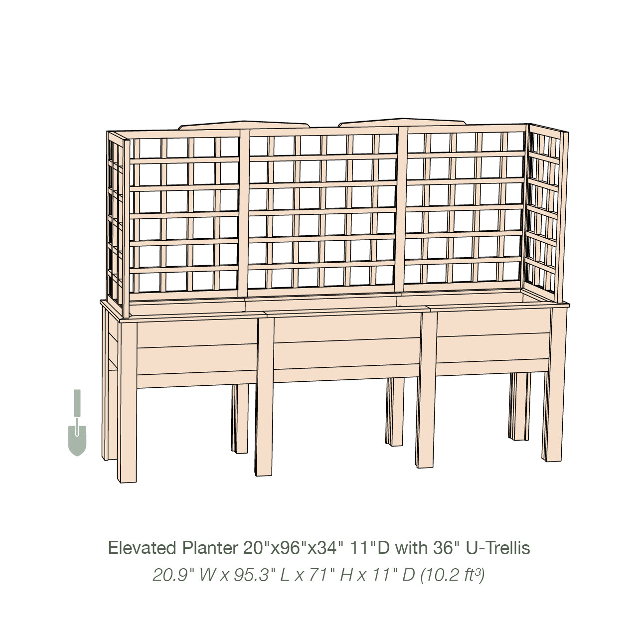 Natural Cedar Elevated Planter with U-Trellis