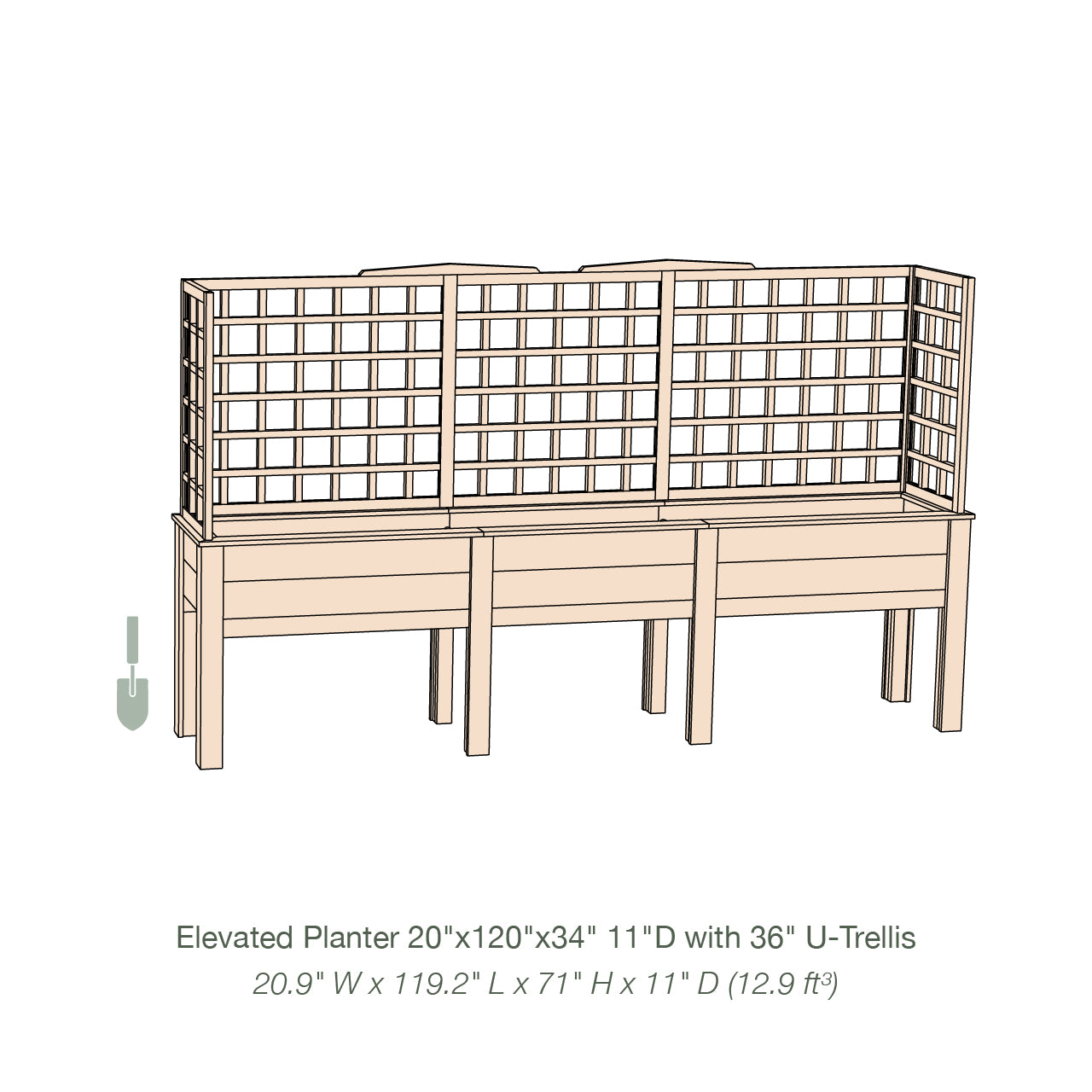 Natural Cedar Elevated Planter with U-Trellis