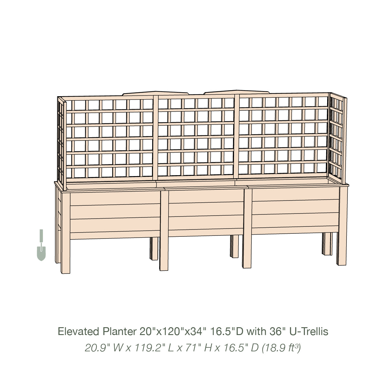 Natural Cedar Elevated Planter with U-Trellis