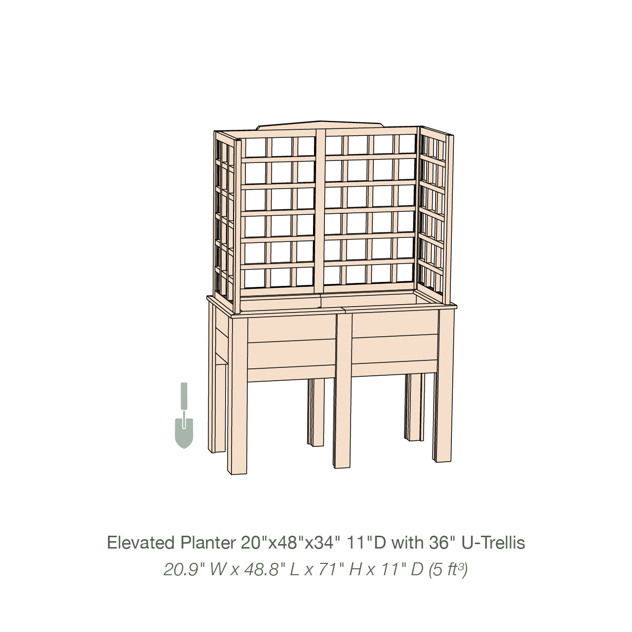 Natural Cedar Elevated Planter with U-Trellis
