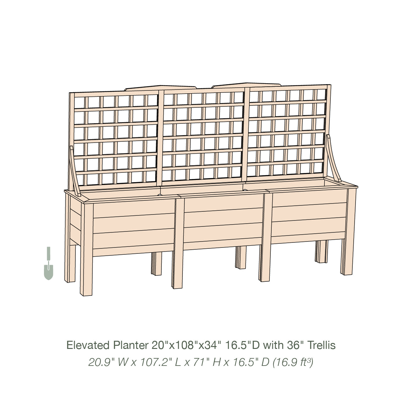Natural Cedar Elevated Planter with Trellis