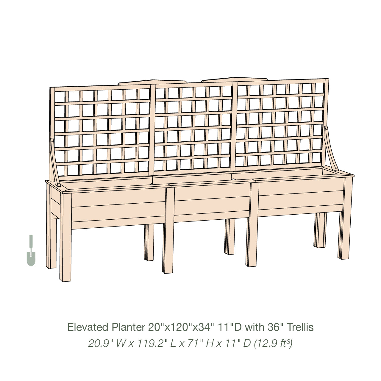 Natural Cedar Elevated Planter with Trellis