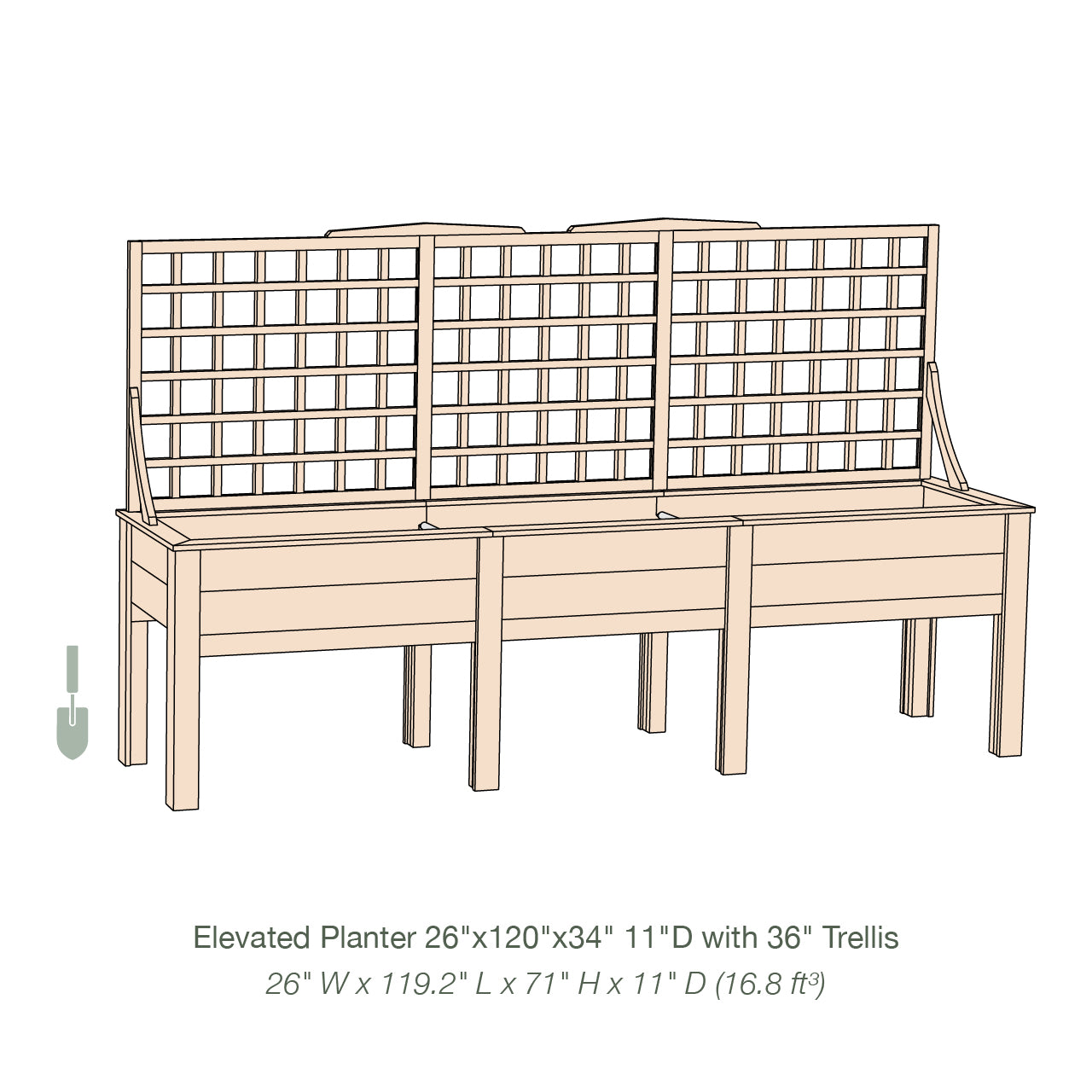 Natural Cedar Elevated Planter with Trellis