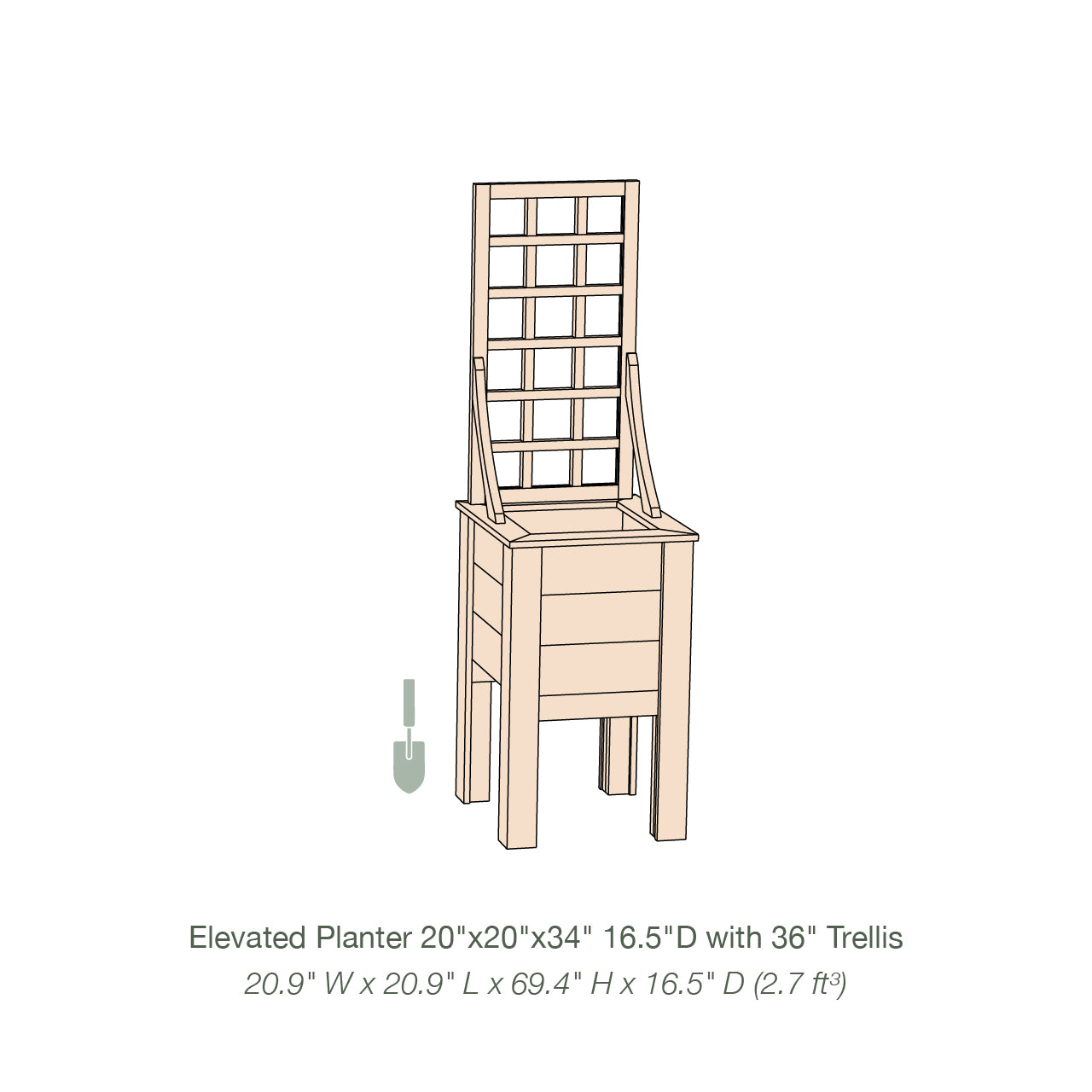 Natural Cedar Elevated Planter with Trellis
