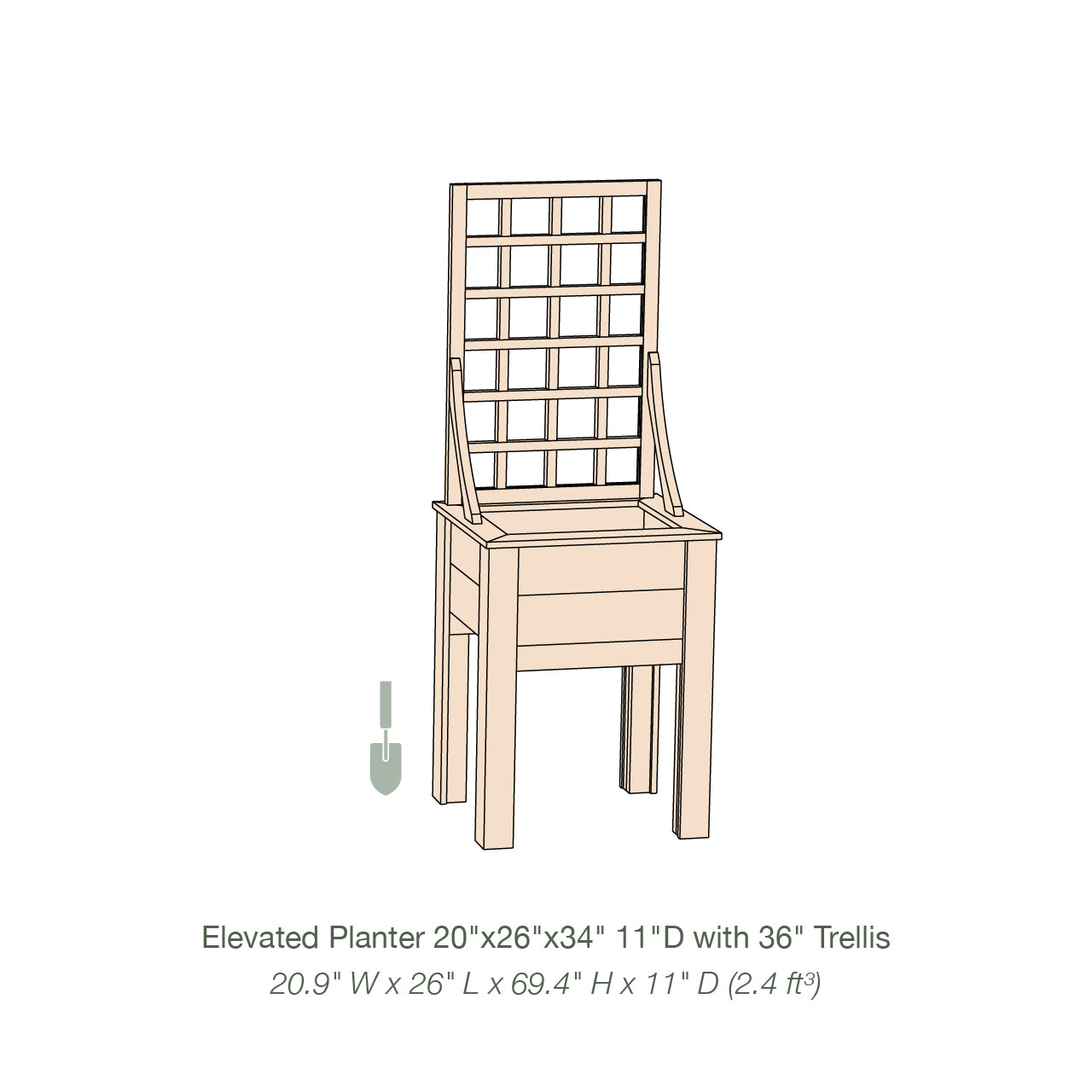 Natural Cedar Elevated Planter with Trellis