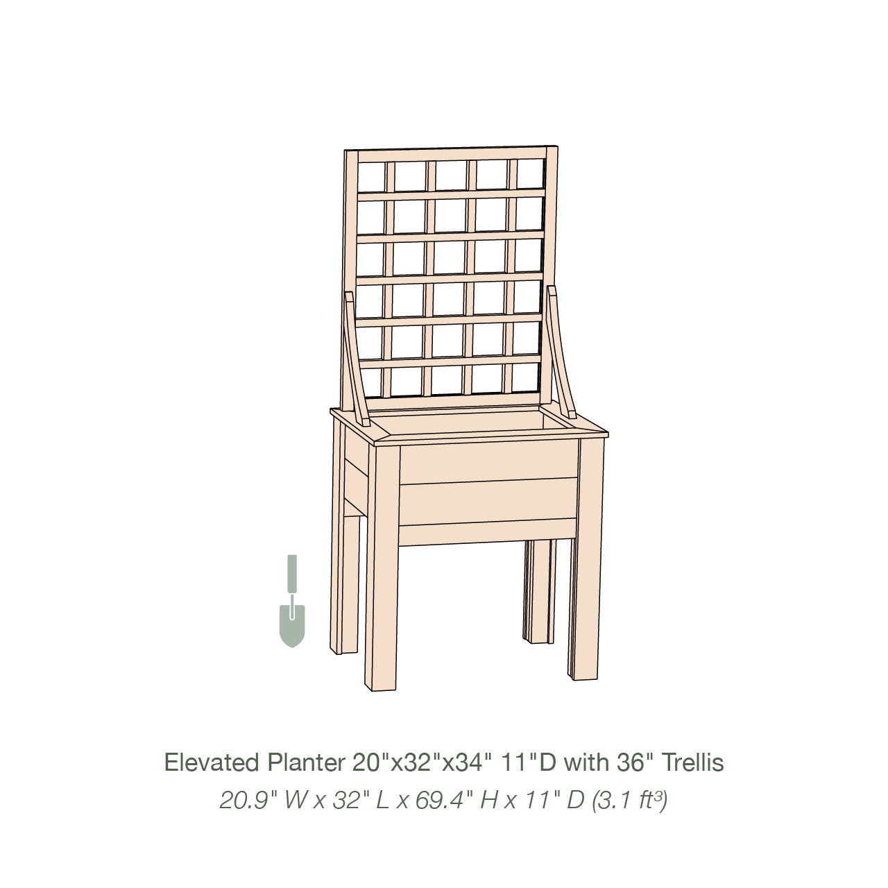 Natural Cedar Elevated Planter with Trellis