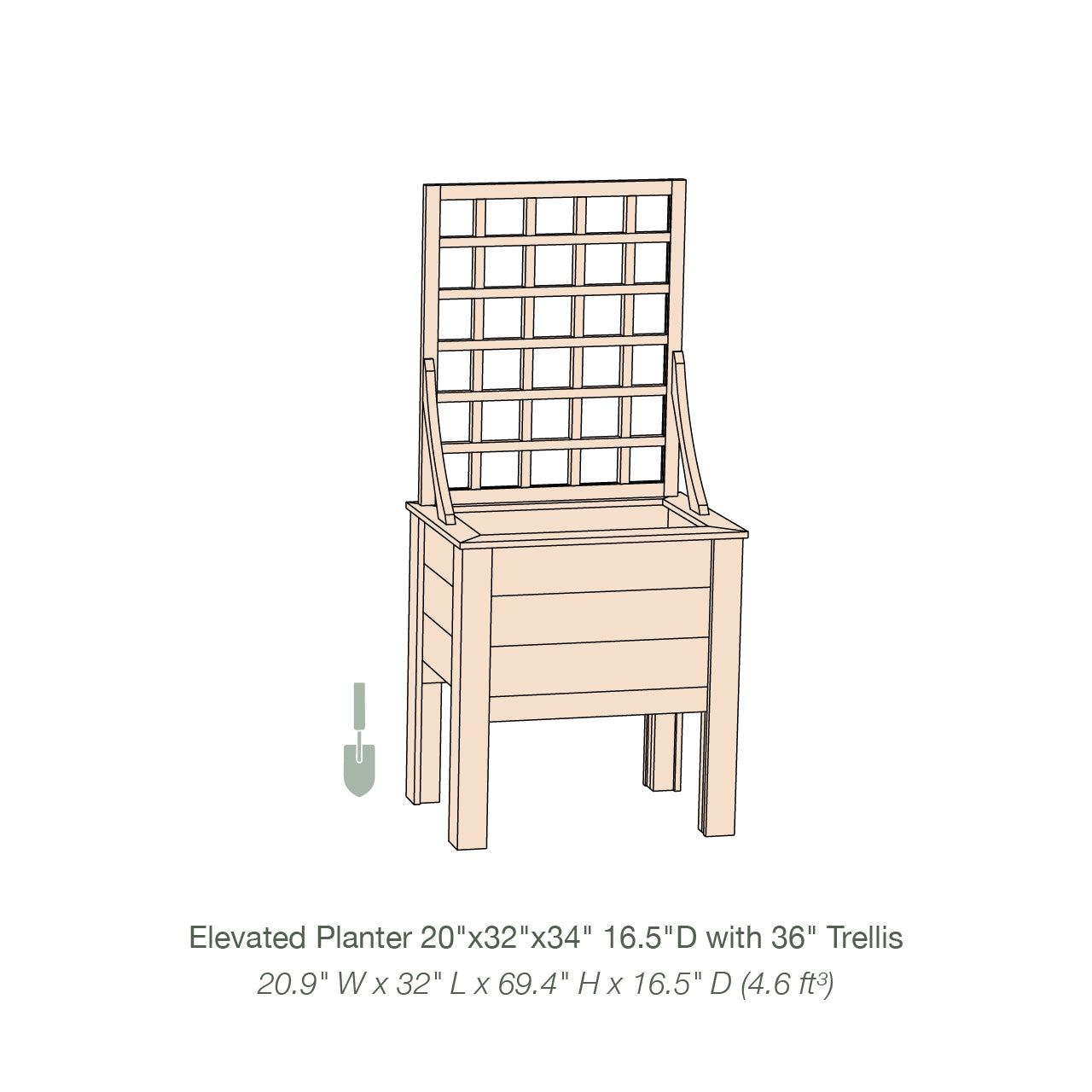 Natural Cedar Elevated Planter with Trellis