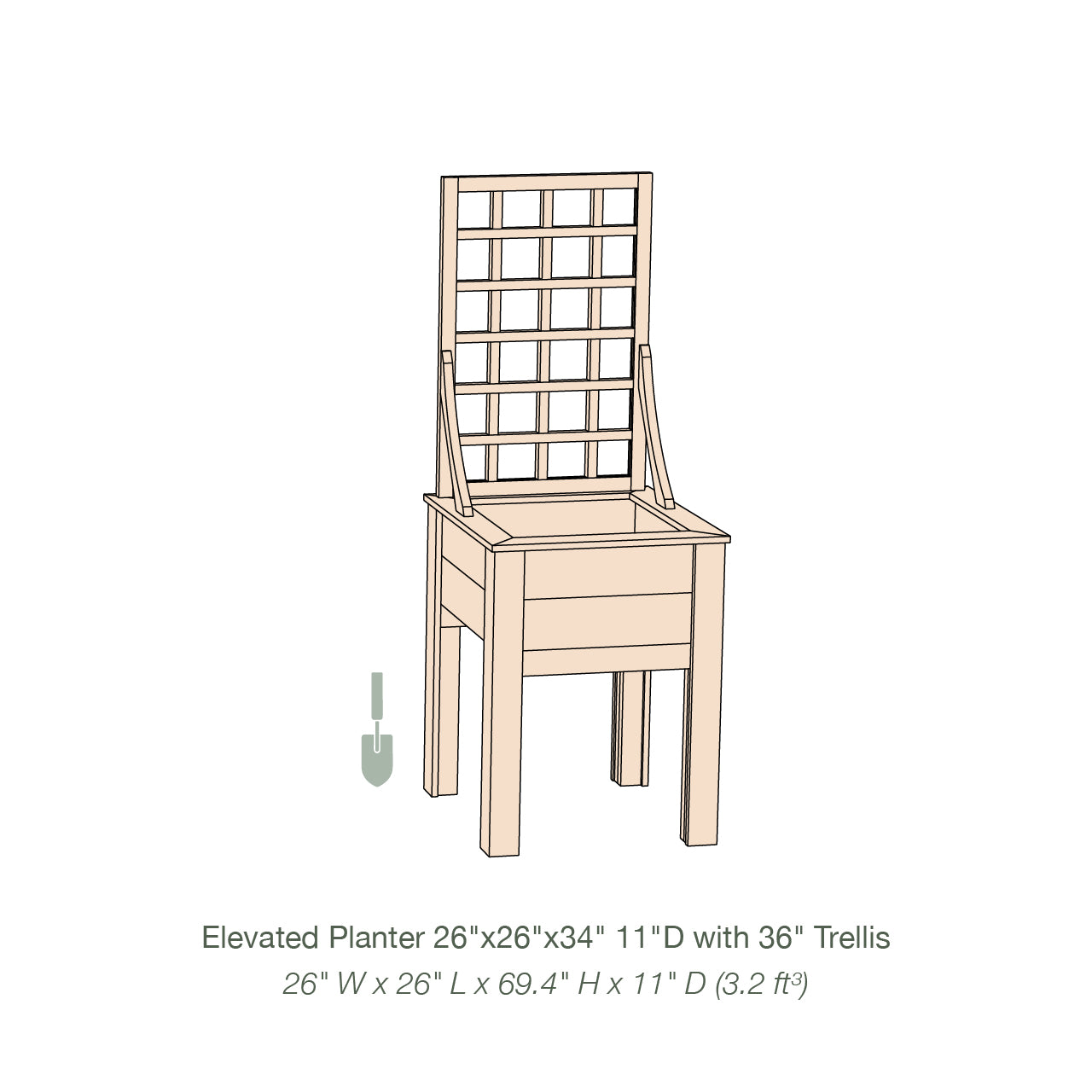 Natural Cedar Elevated Planter with Trellis