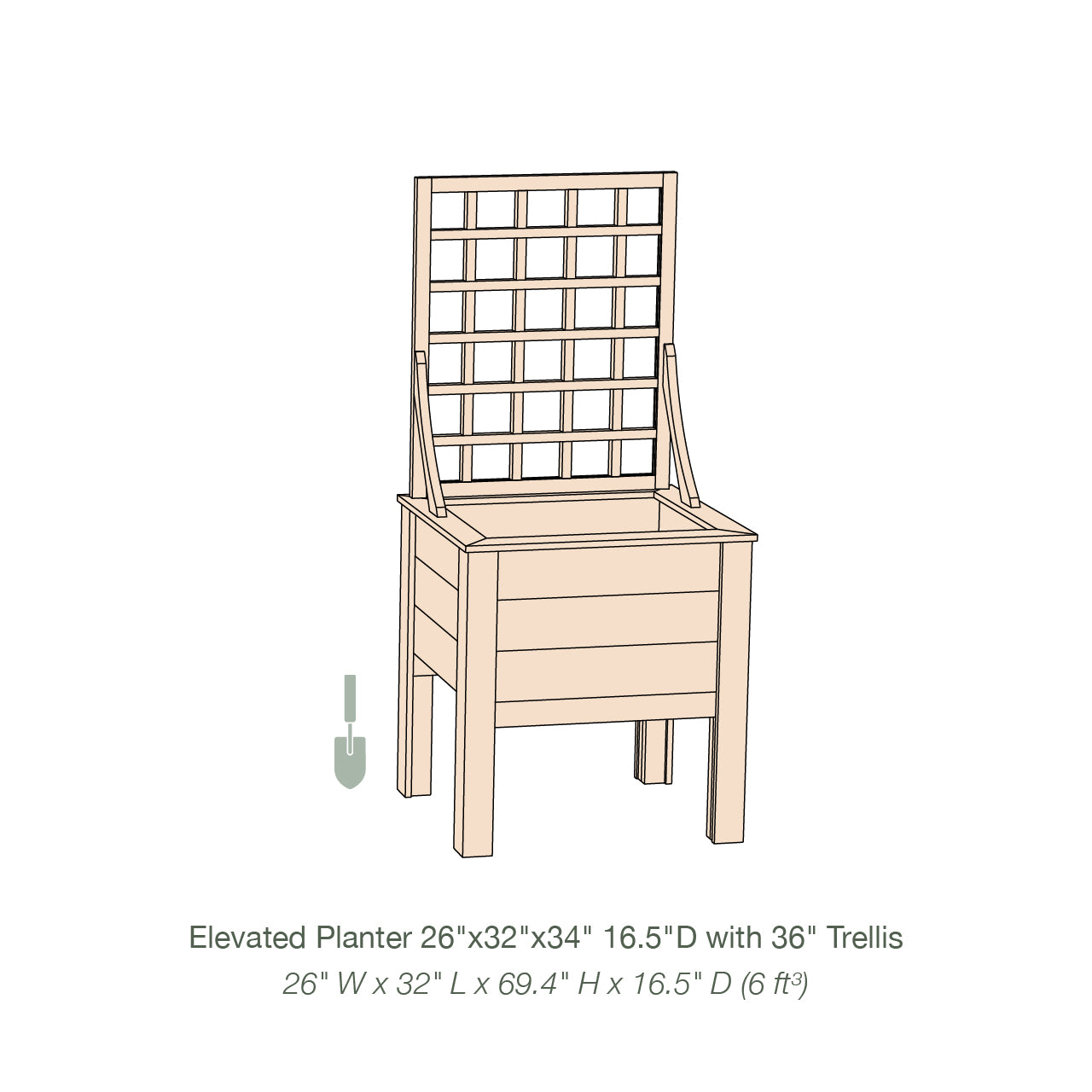 Natural Cedar Elevated Planter with Trellis