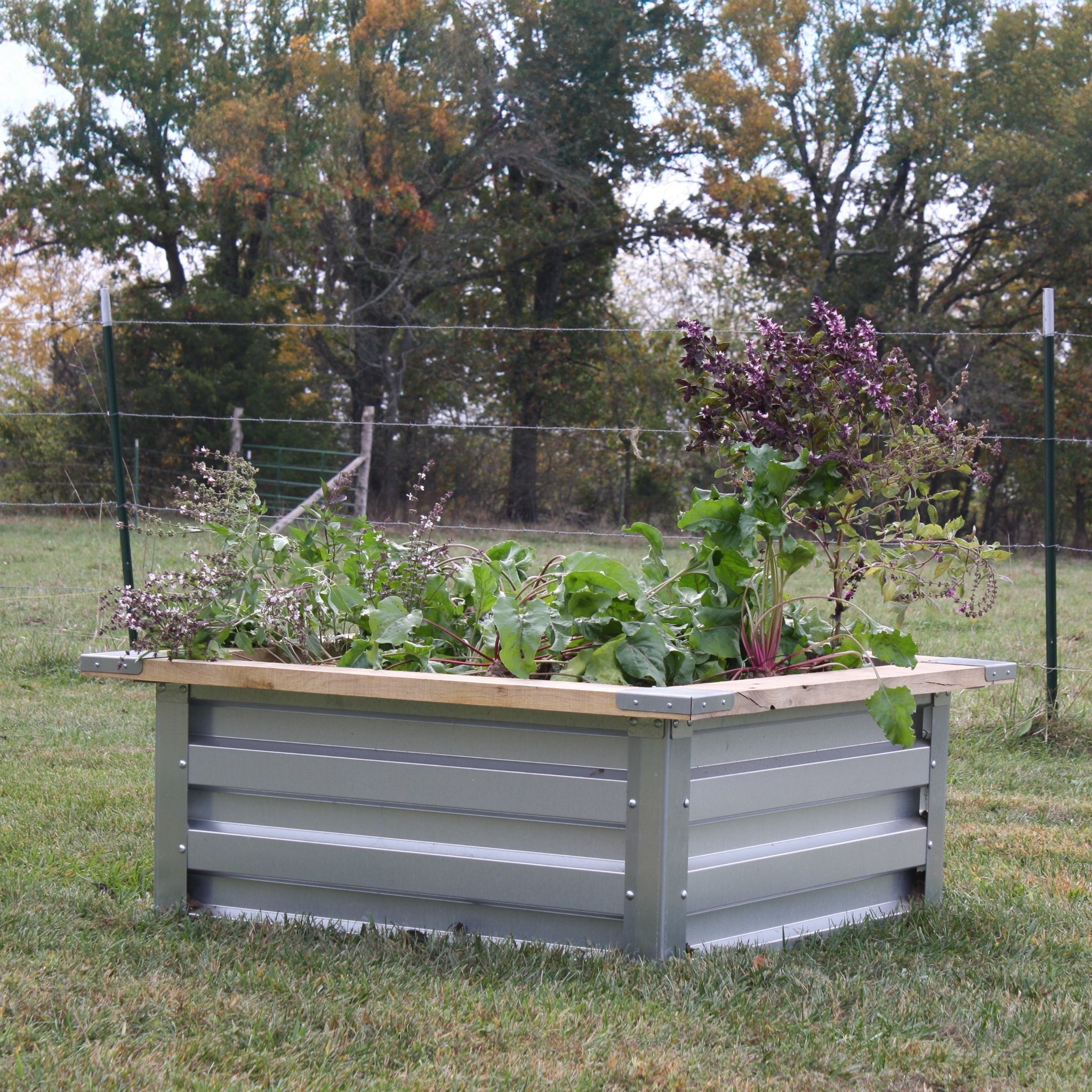 3.5' x 3.5' Galvanized Steel Raised Garden Bed Kit Black