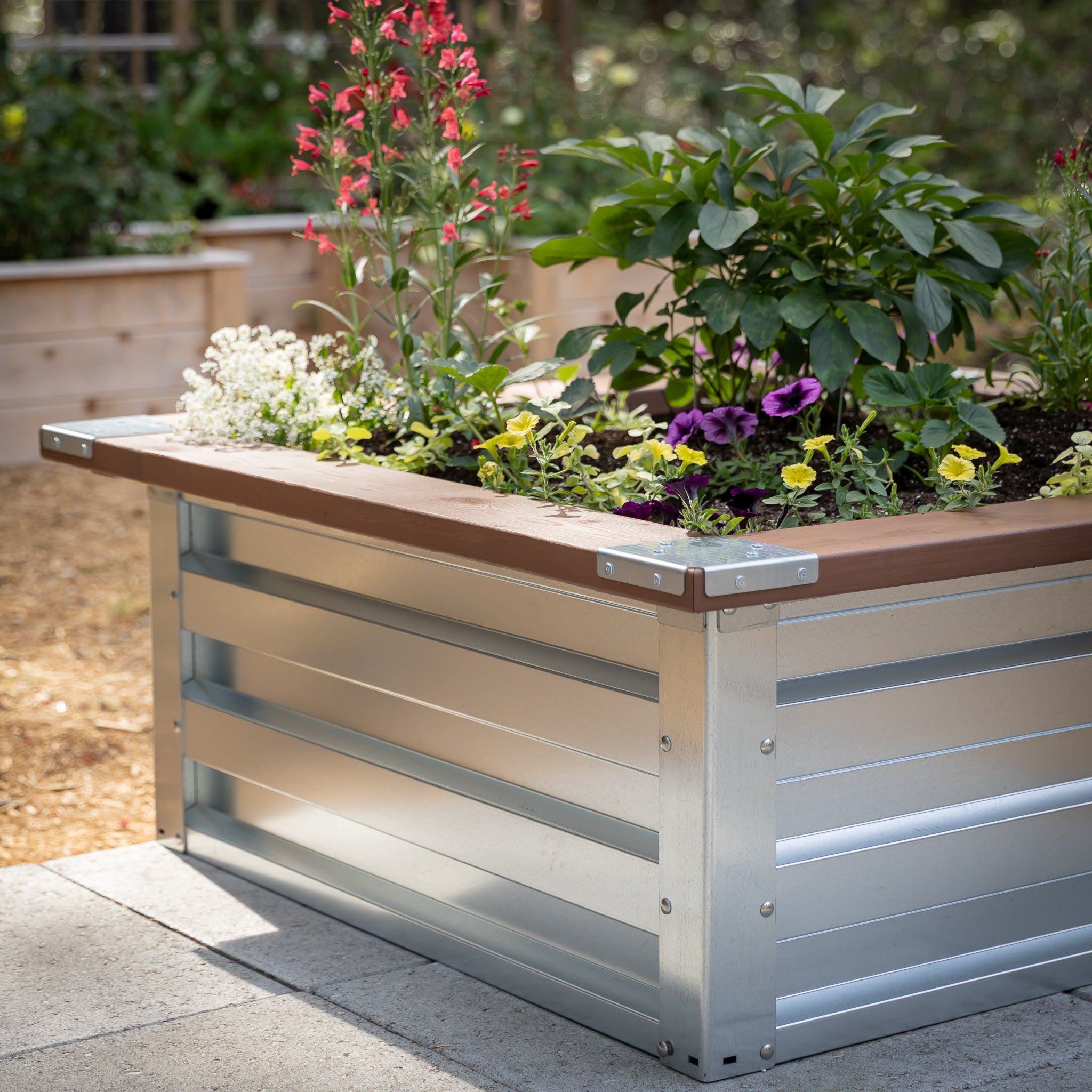 3.5' x 3.5' Galvanized Steel Raised Garden Bed Kit Chrome