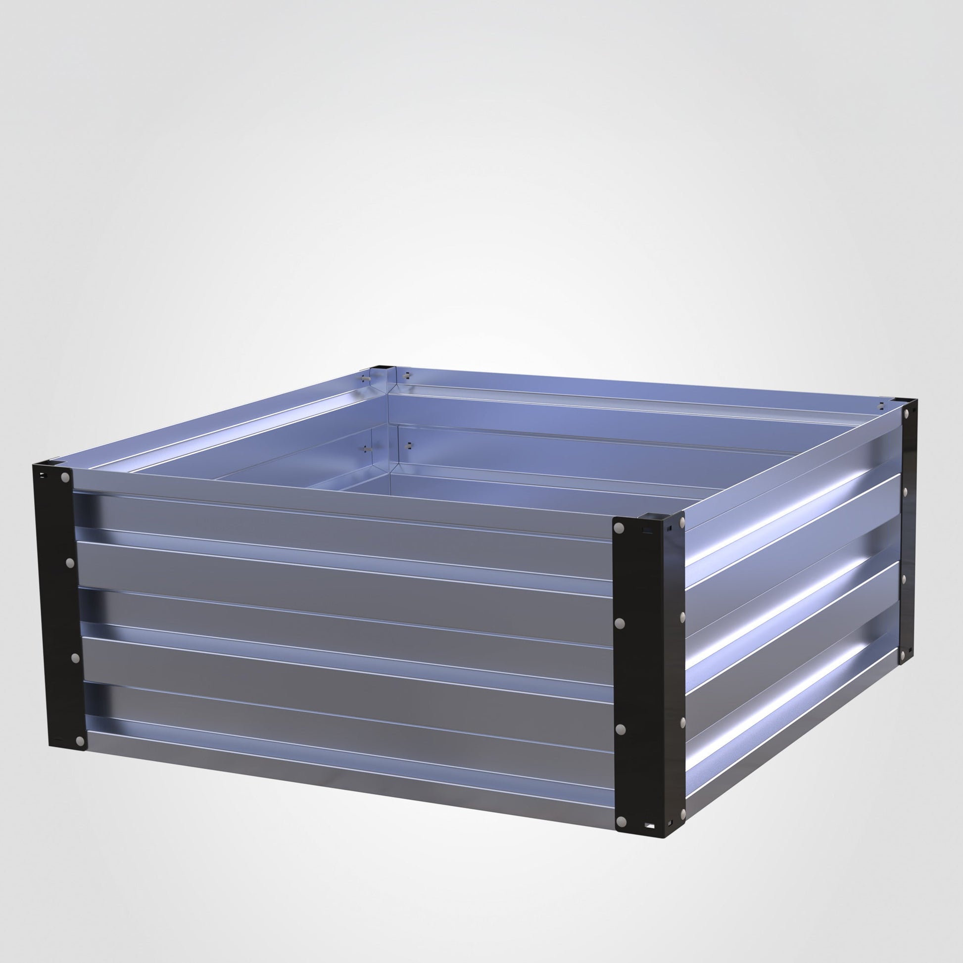 3.5' x 3.5' Galvanized Steel Raised Garden Bed Kit Black
