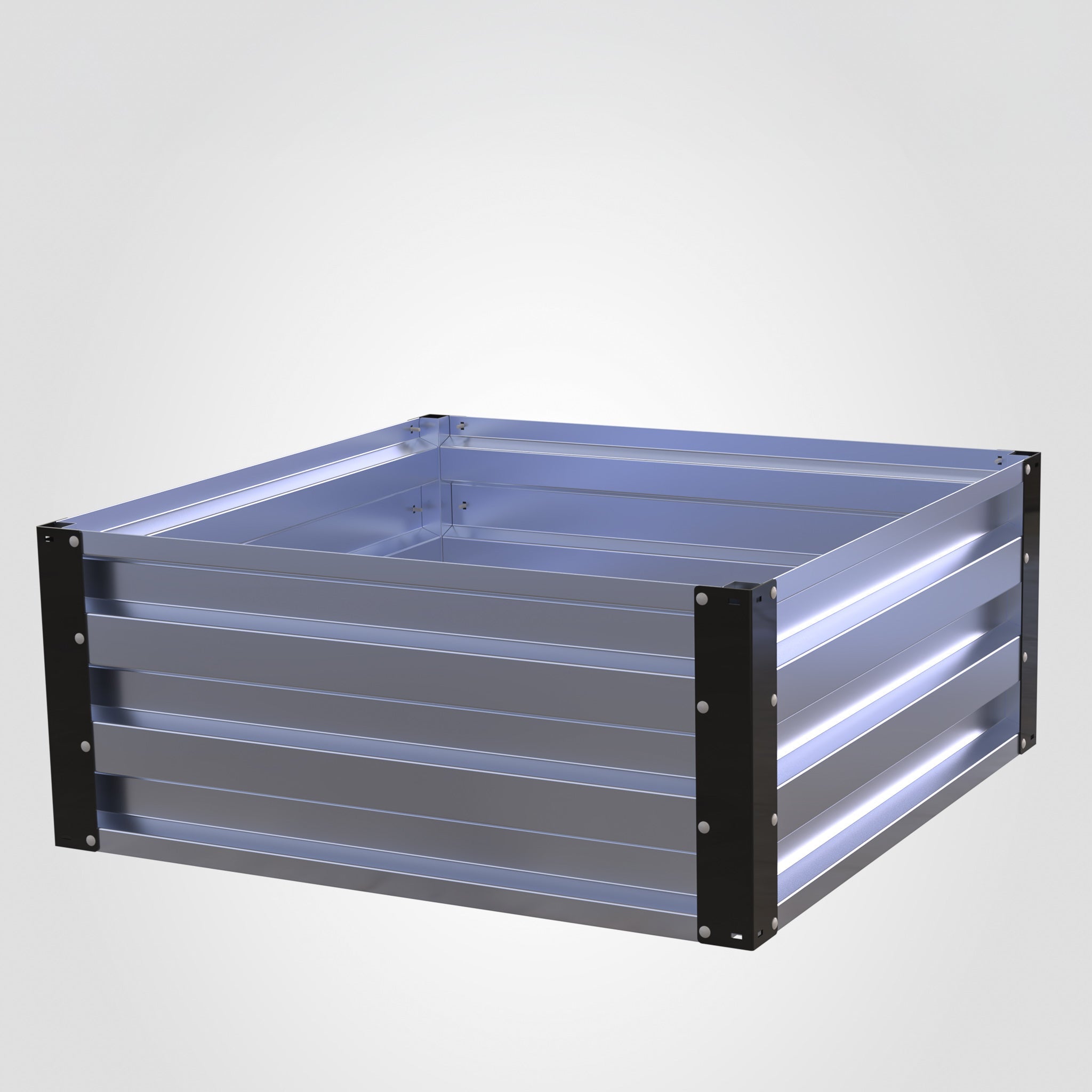 3.5' x 3.5' Galvanized Steel Raised Garden Bed Kit Black