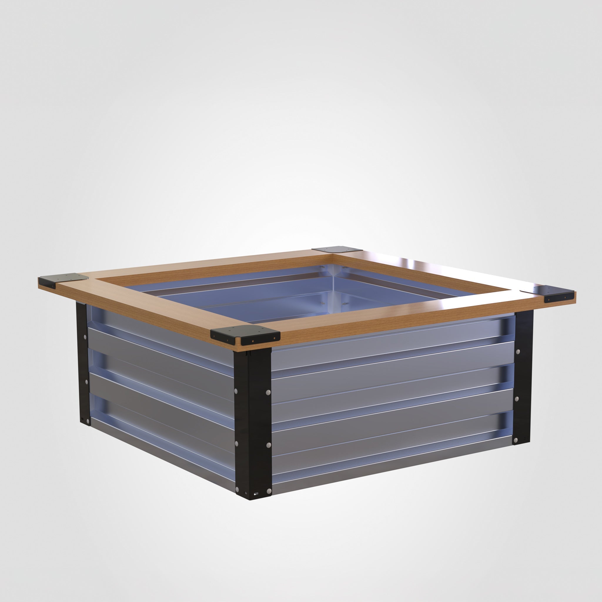 3.5' x 3.5' Galvanized Steel Raised Garden Bed Kit Black