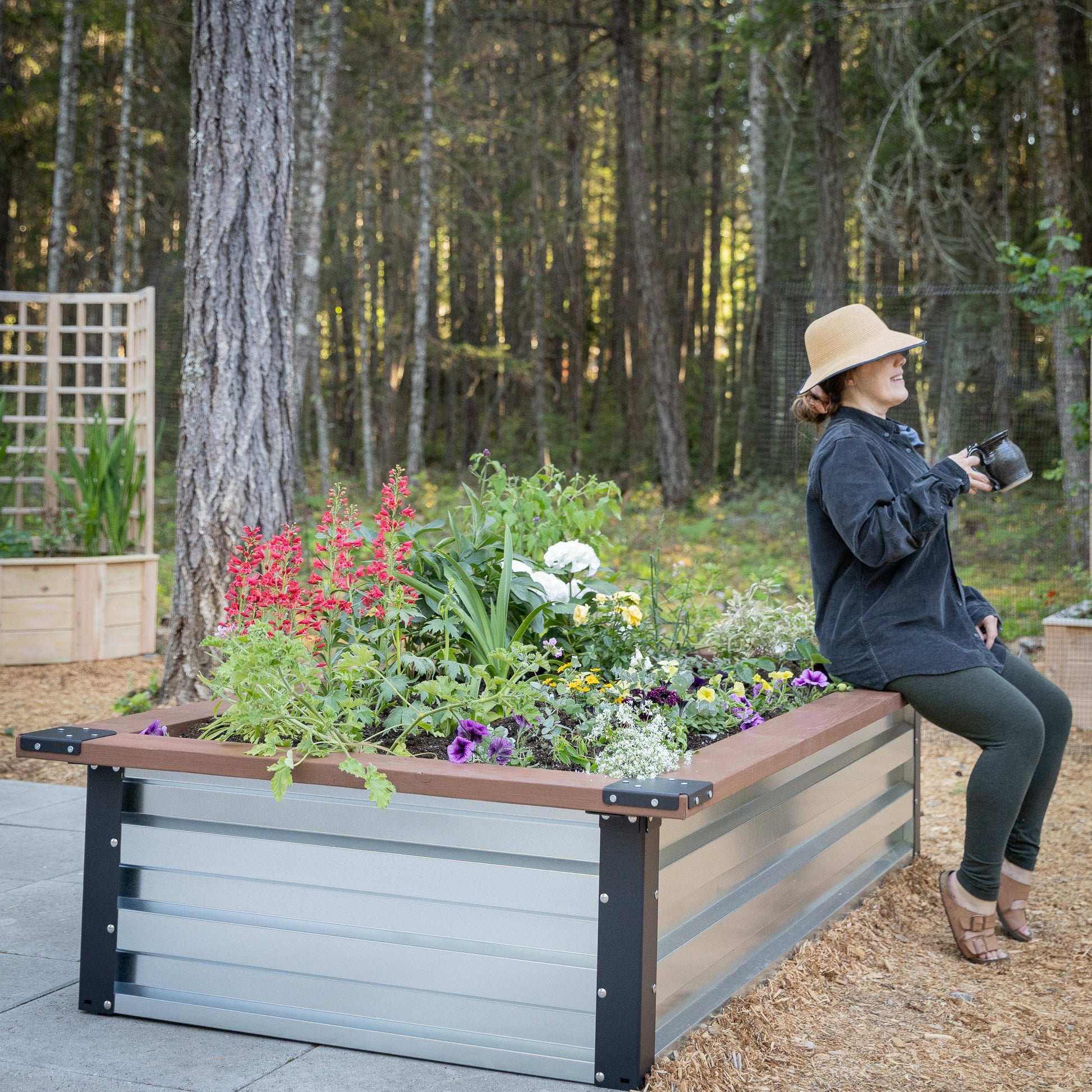 3.5' x 7' Galvanized Steel Raised Garden Bed Kit Chrome