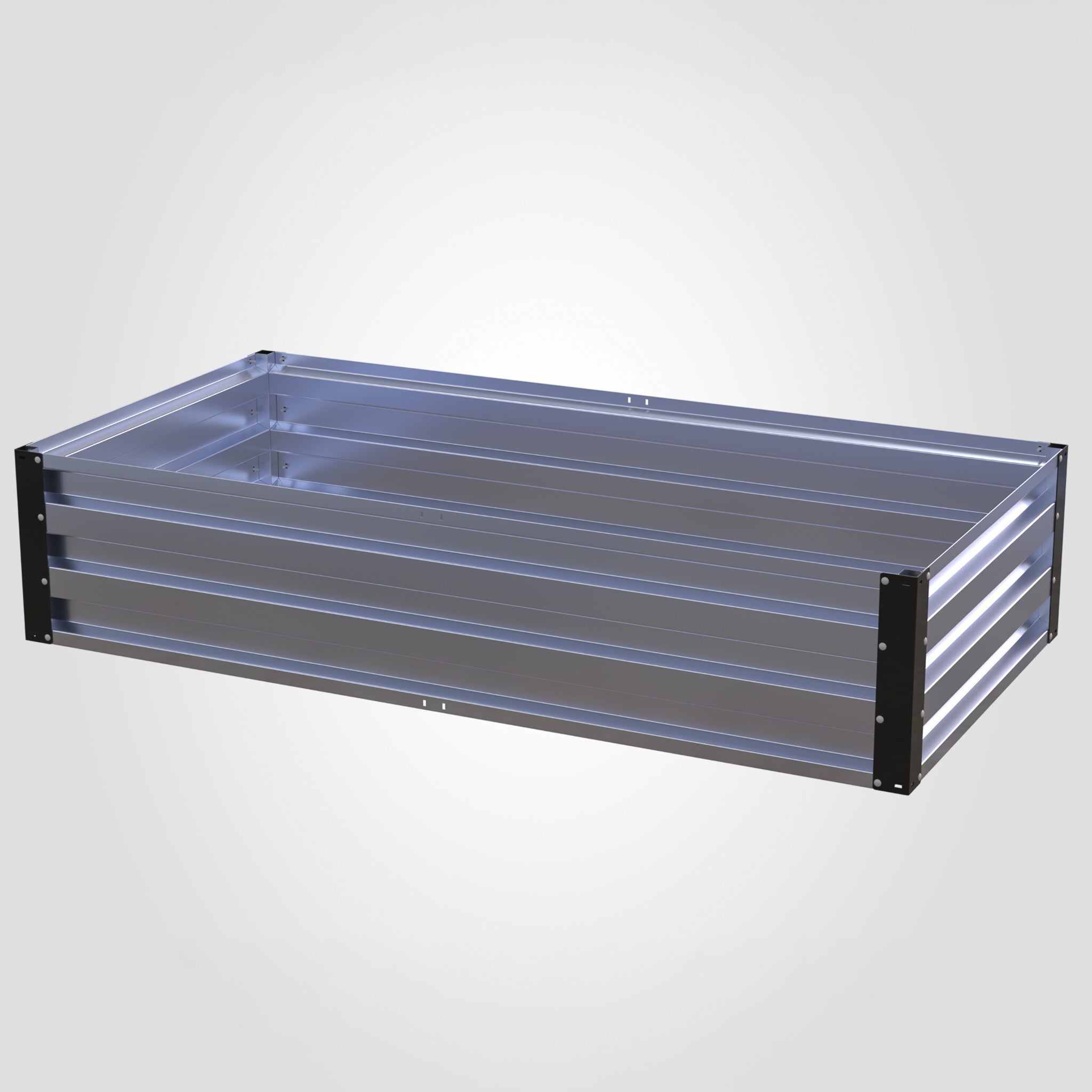3.5' x 7' Galvanized Steel Raised Garden Bed Kit Black