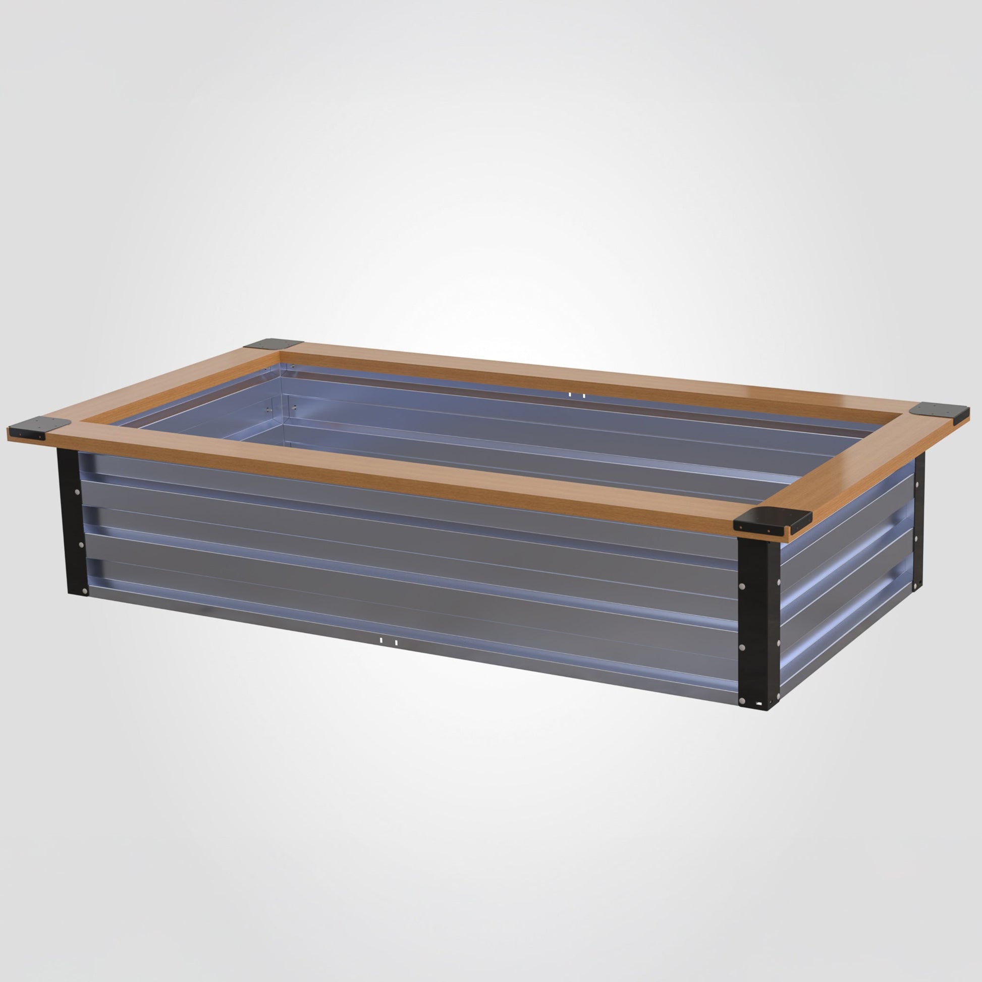 3.5' x 7' Galvanized Steel Raised Garden Bed Kit Black