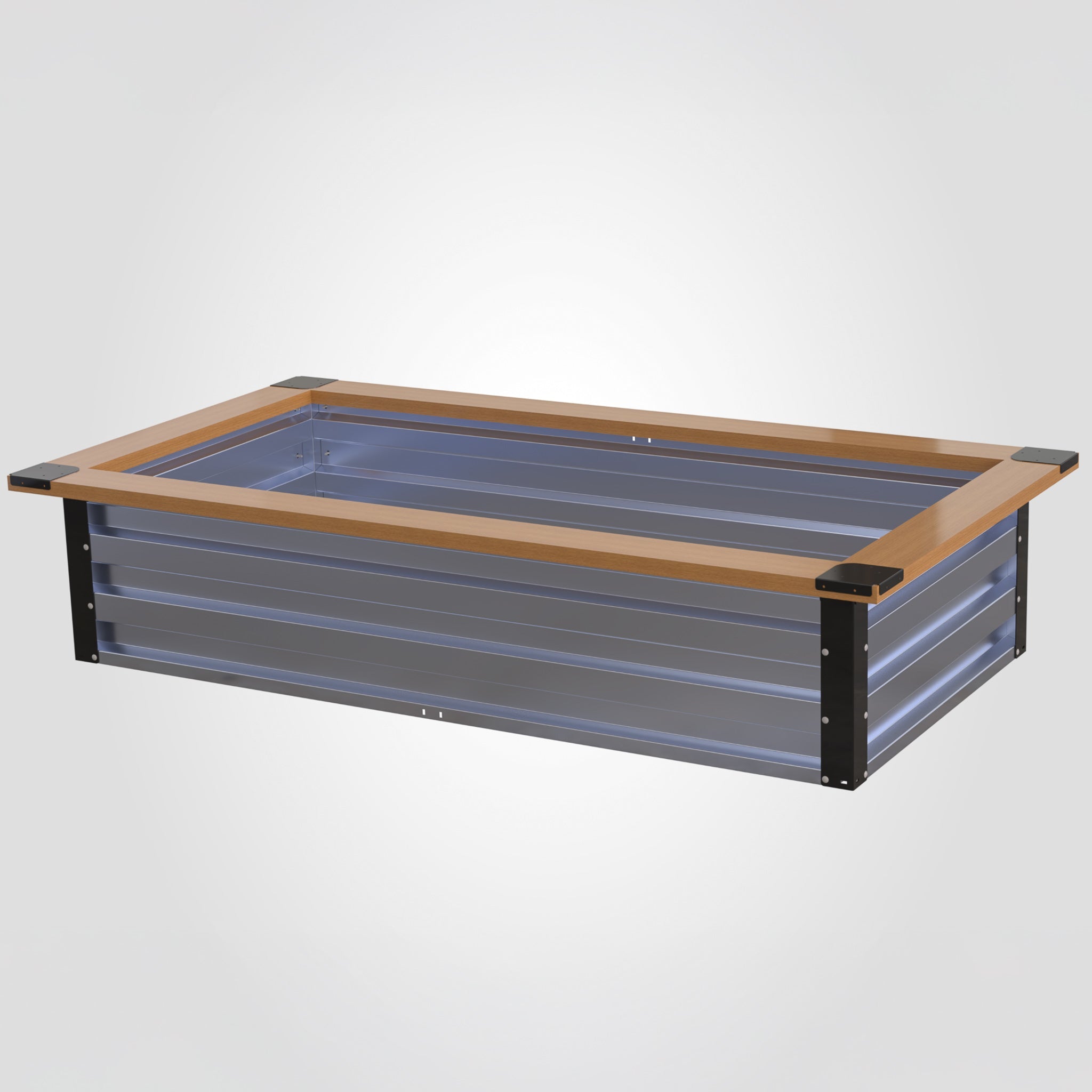3.5' x 7' Galvanized Steel Raised Garden Bed Kit Black