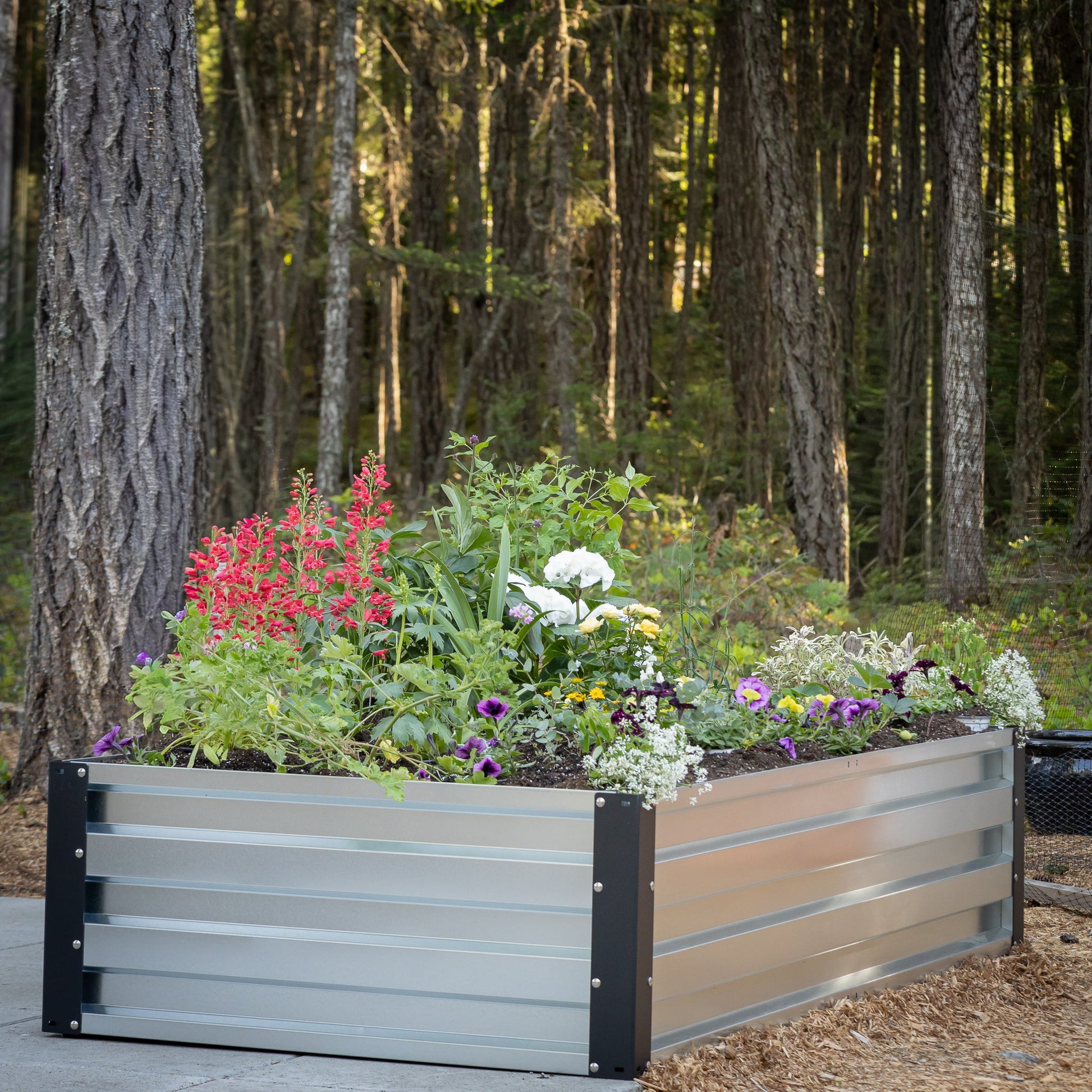3.5' x 7' Galvanized Steel Raised Garden Bed Kit Chrome