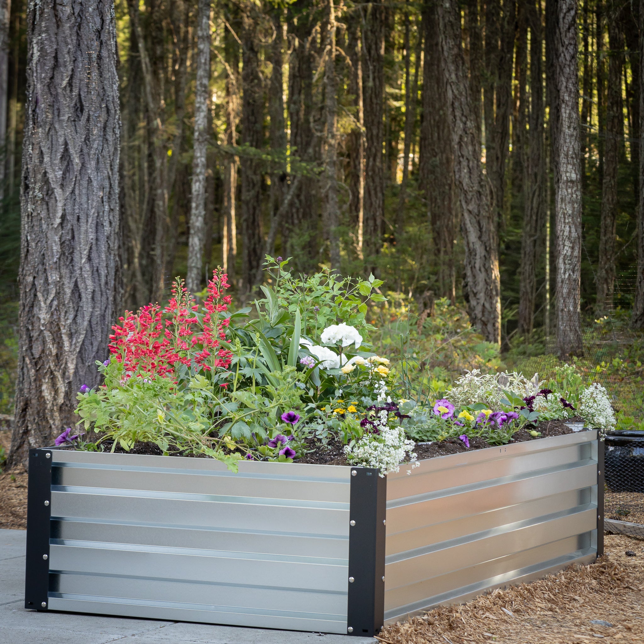 3.5' x 7' Galvanized Steel Raised Garden Bed Kit Chrome