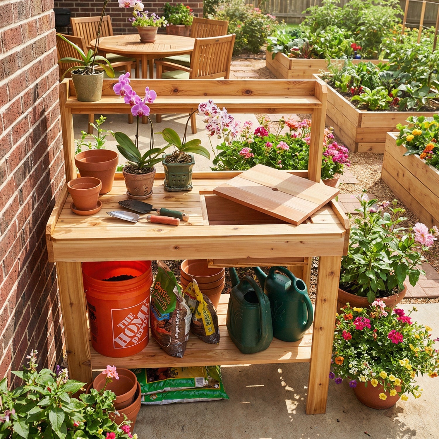 4' x 2' Cedar Potting Bench with Removable Sink - Eartheasy