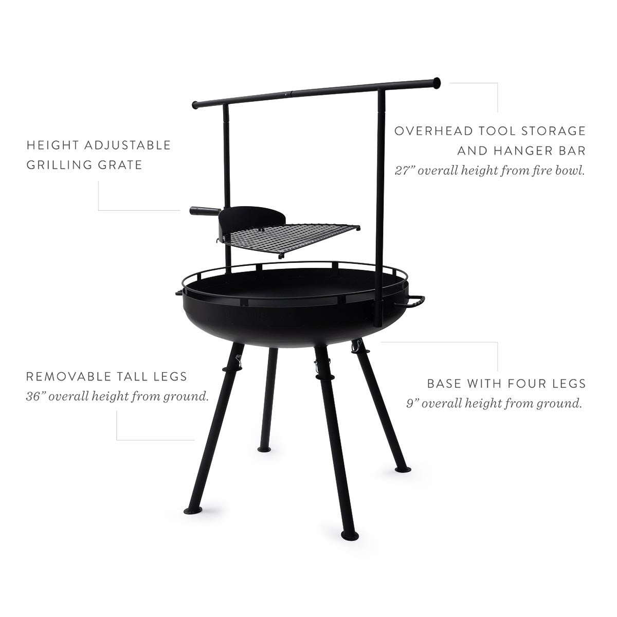 Solid Steel Cowboy Fire Pit & Grill - 30"