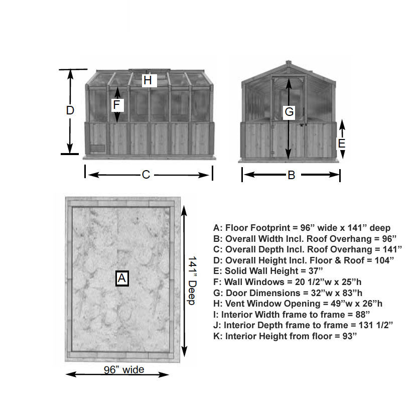 8' x 12' Cedar Greenhouse