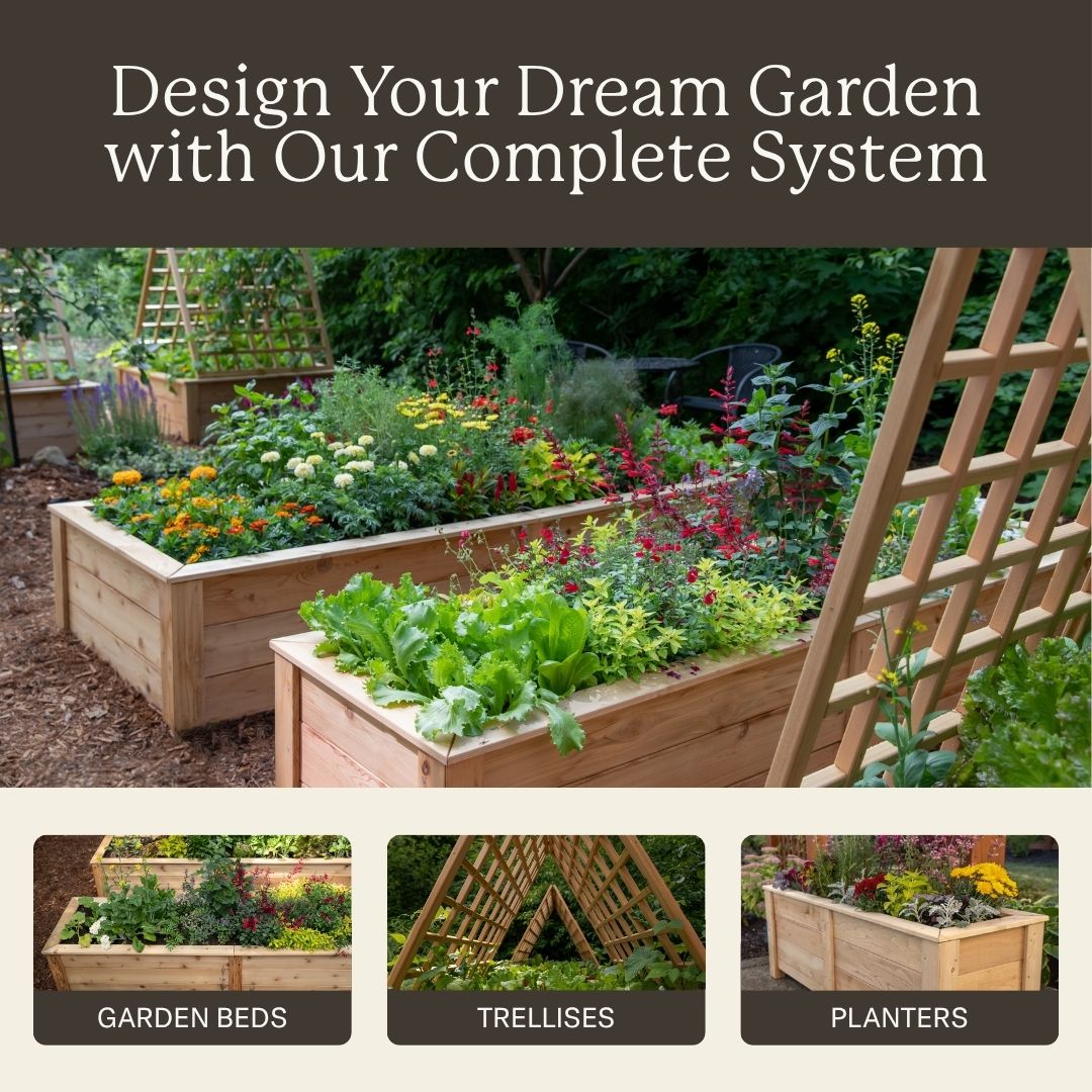 Classic Natural Cedar L-Shaped Raised Garden Beds