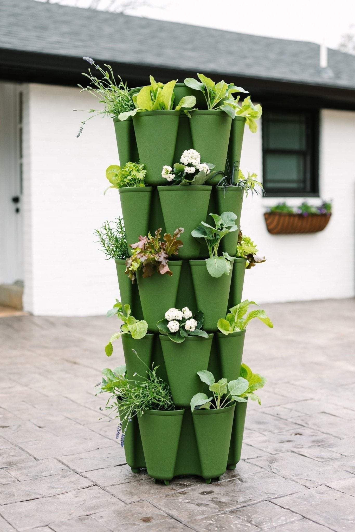 5 Tier GreenStalk Vertical Planter - Original Evergreen - Basic Texture
