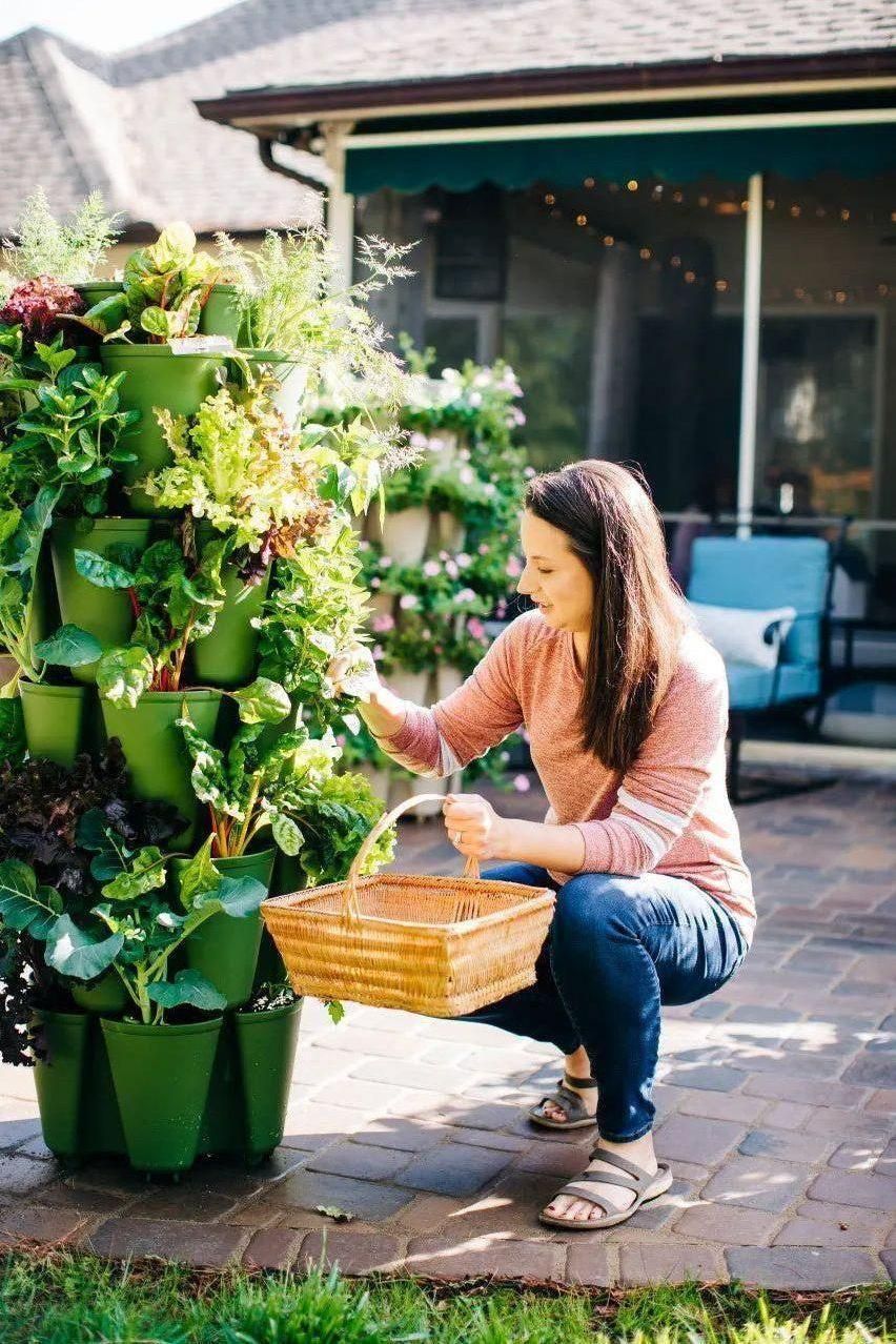 5 Tier GreenStalk Vertical Planter - Original Sage Green - Basic Texture