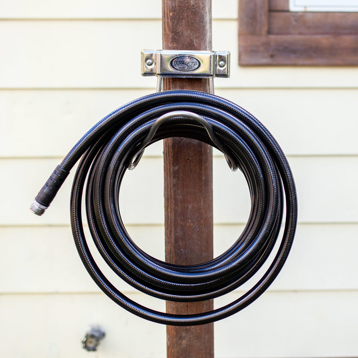 garden hose sprayer holder ACCU Dura-Loop Stainless Steel Water Hose Hanger Small USA Made