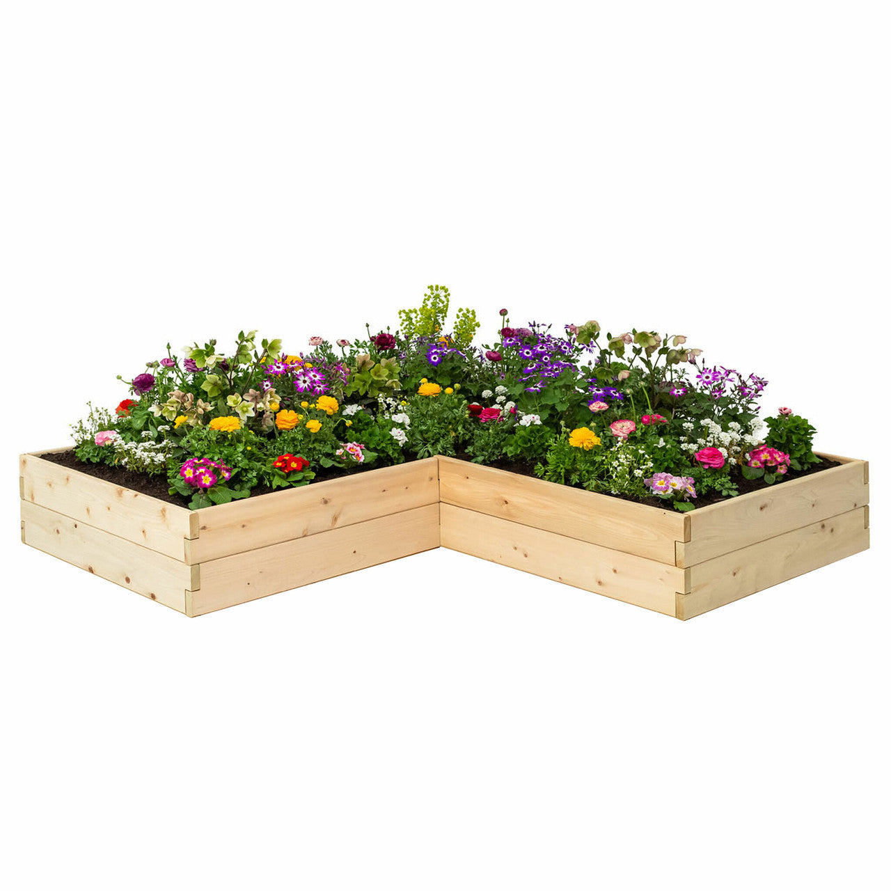 Classic Natural Cedar L-Shaped Raised Garden Beds