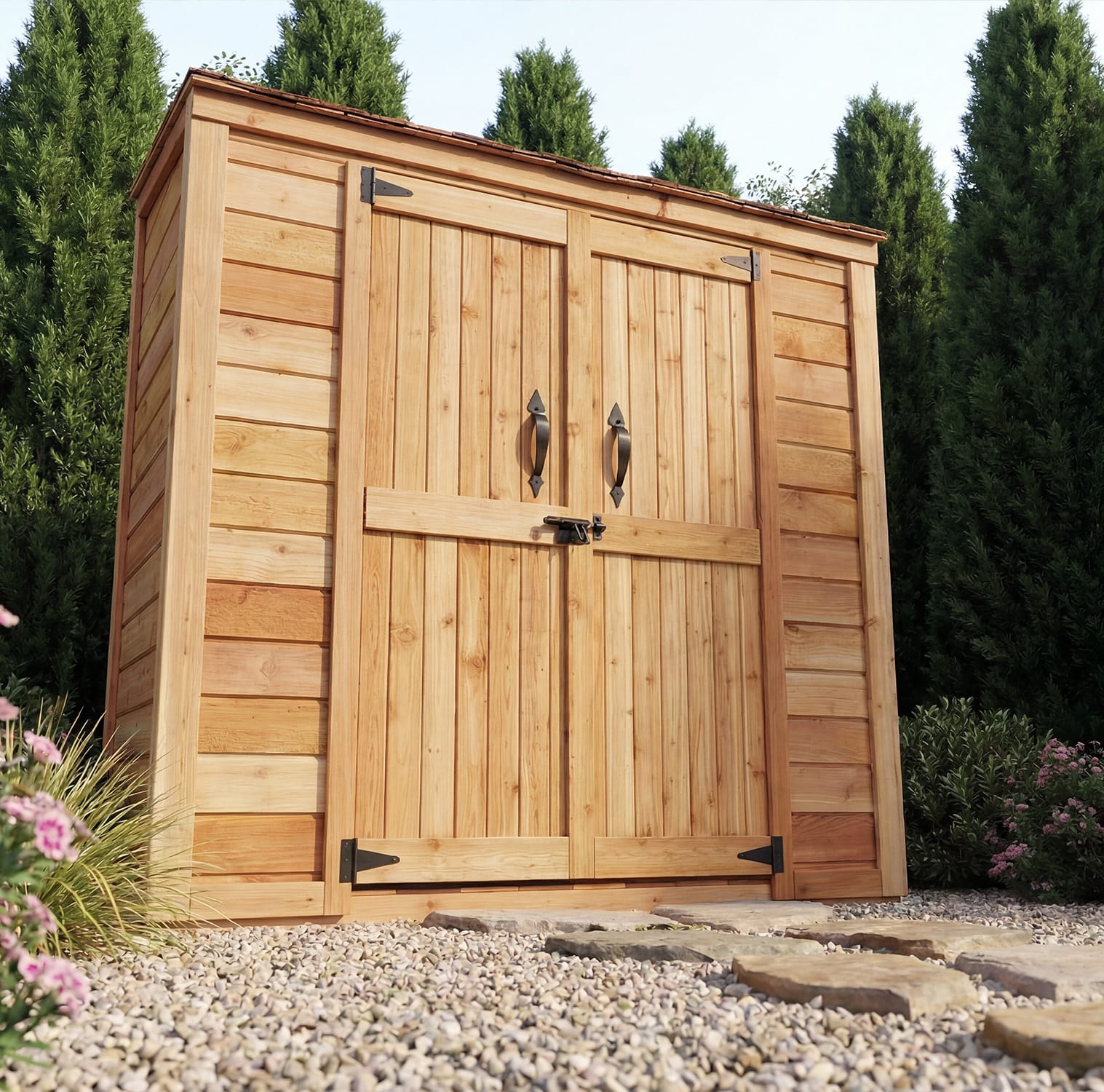 6' x 3' Patio Garden Shed Cedar Shingle Roof