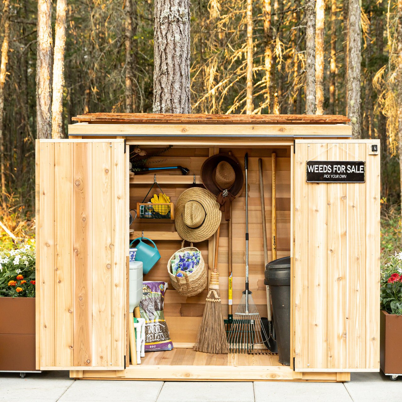 6' x 3' Patio Garden Shed Cedar Shingle Roof