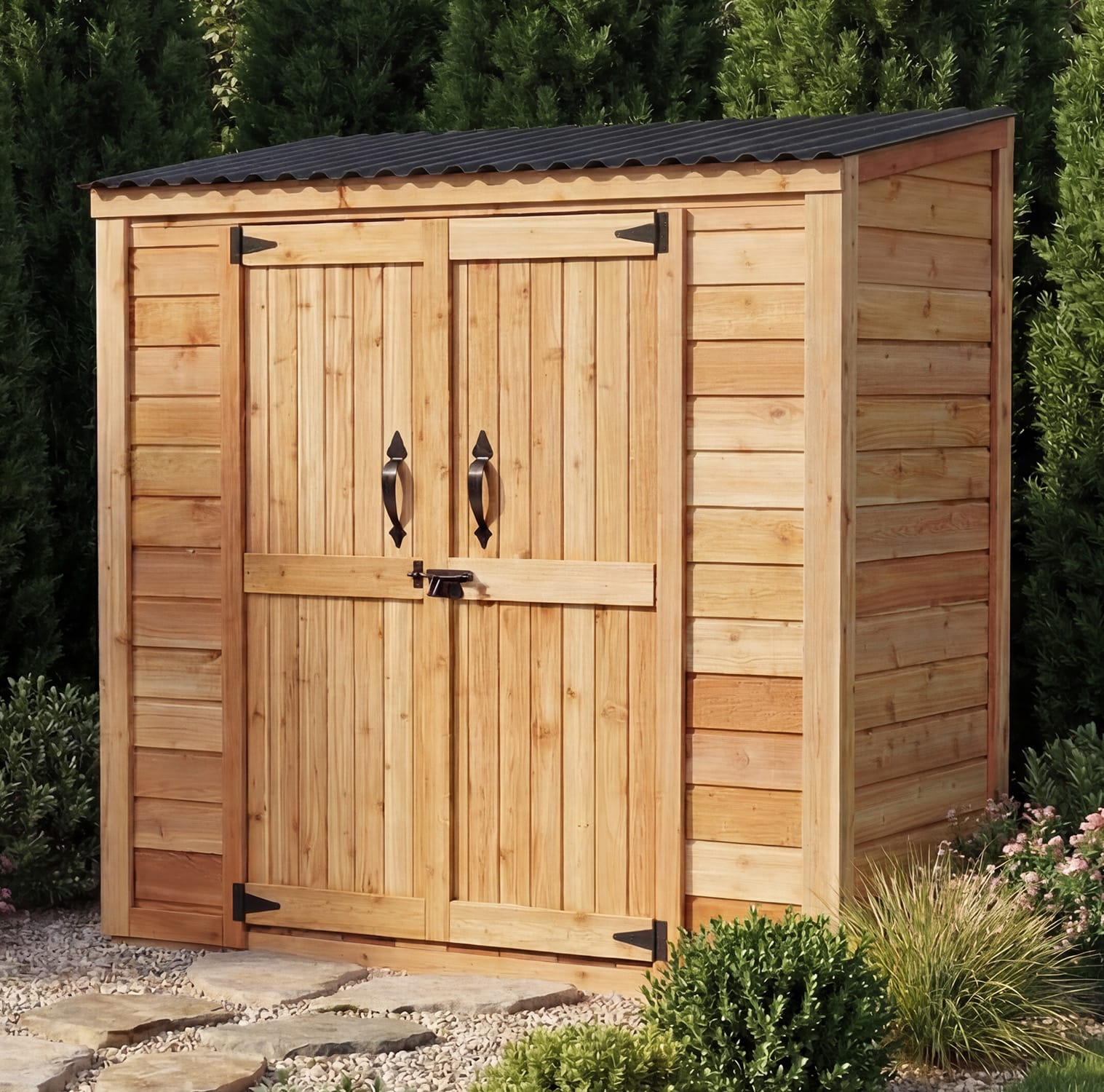 6' x 3' Patio Garden Shed Cedar Shingle Roof
