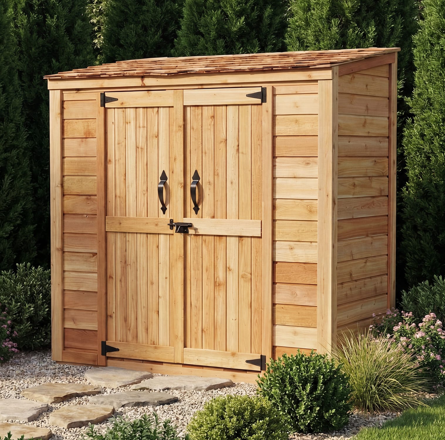 6' x 3' Patio Garden Shed Cedar Shingle Roof