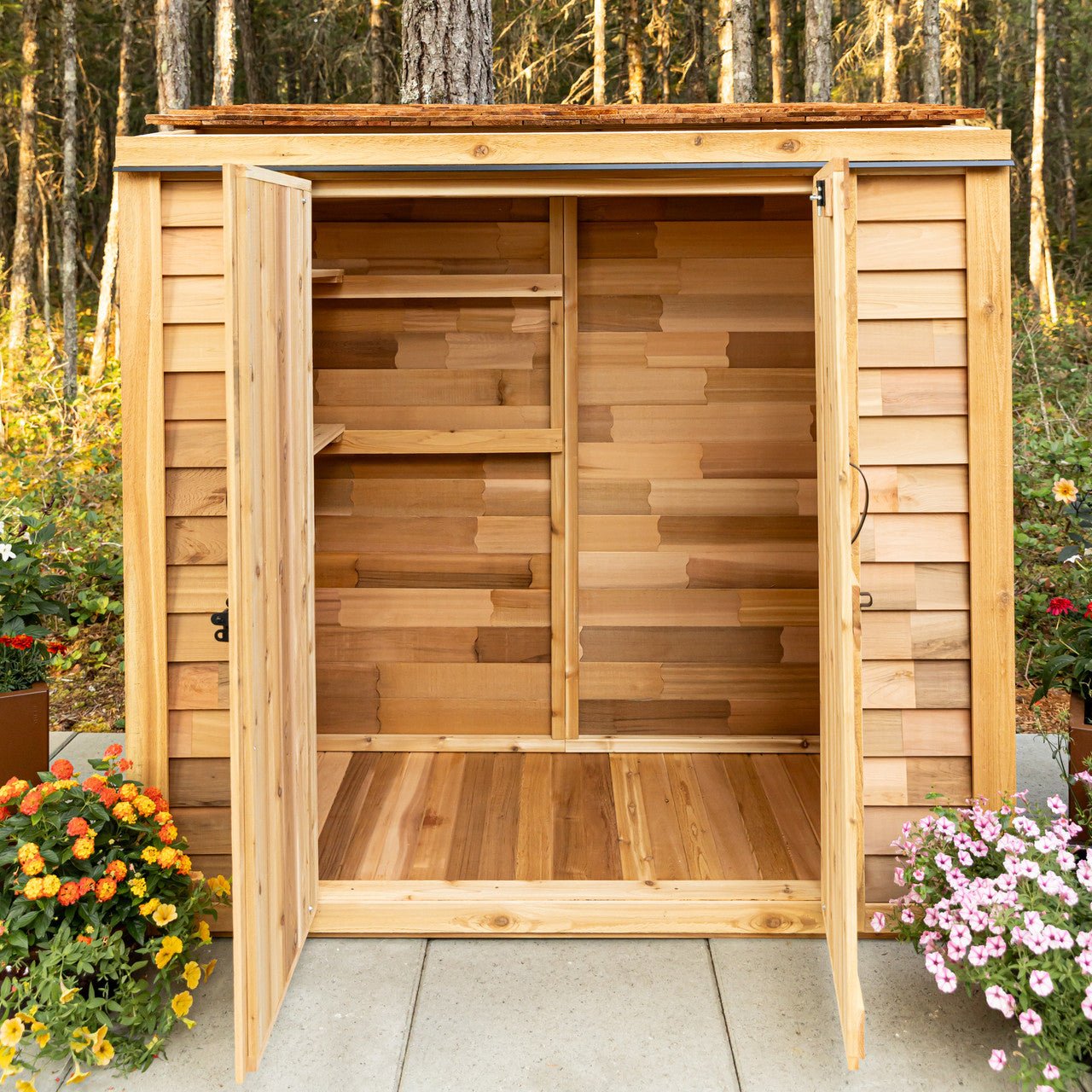 6' x 3' Patio Garden Shed Cedar Shingle Roof