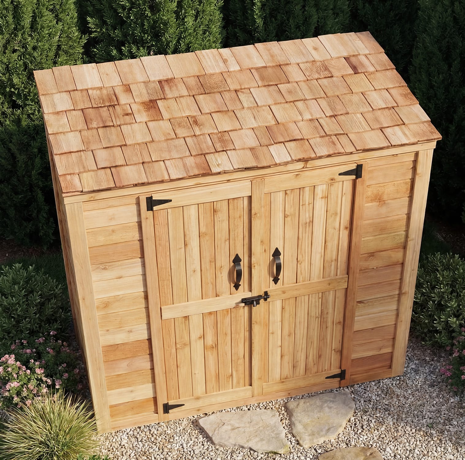 6' x 3' Patio Garden Shed Cedar Shingle Roof