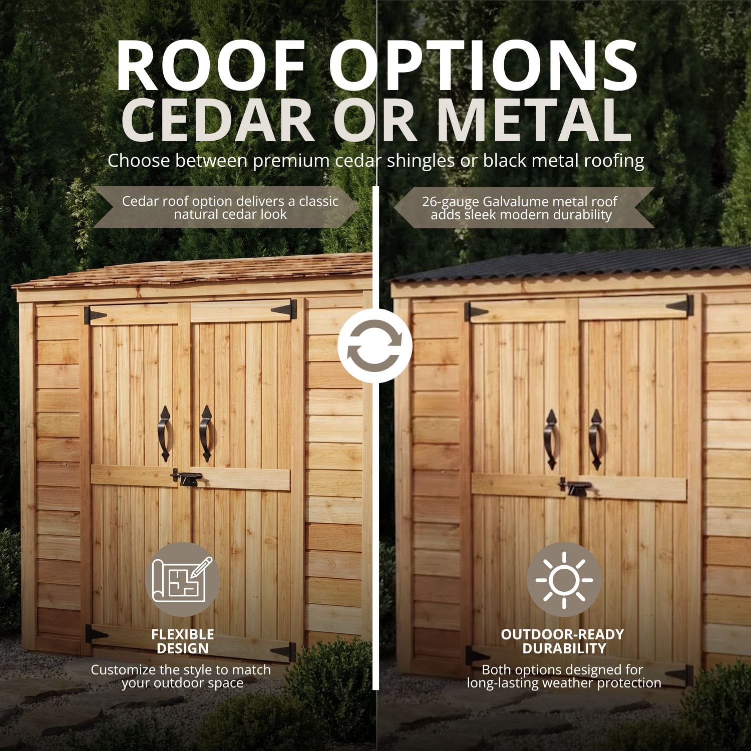 6' x 3' Patio Garden Shed Cedar Shingle Roof