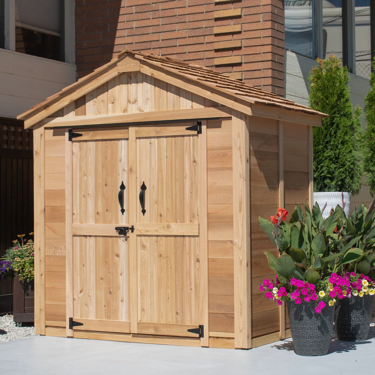 6' x 4' Space Master Storage Shed - Double Doors Cedar Shingle Roof