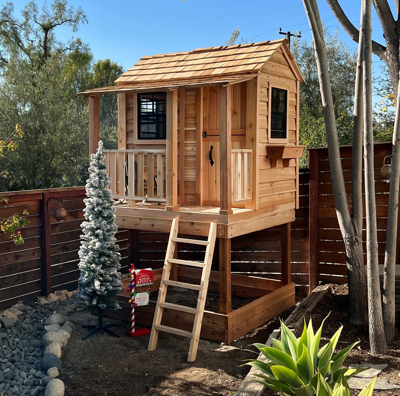 6' x 6' Little Cedar Playhouse & Sandbox option3