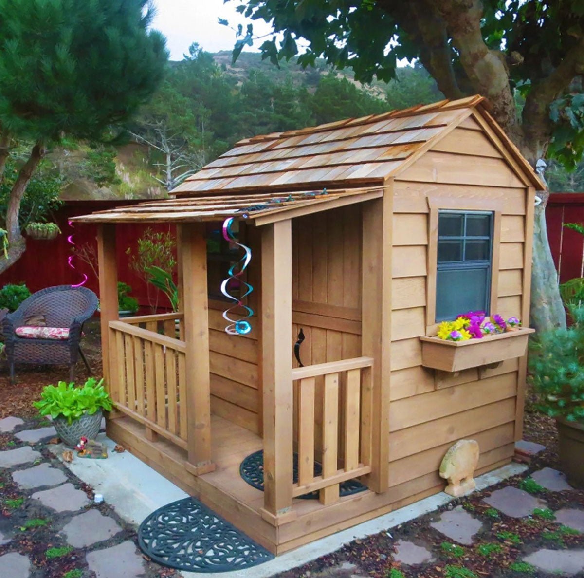 6' x 6' Little Cedar Playhouse & Sandbox option3